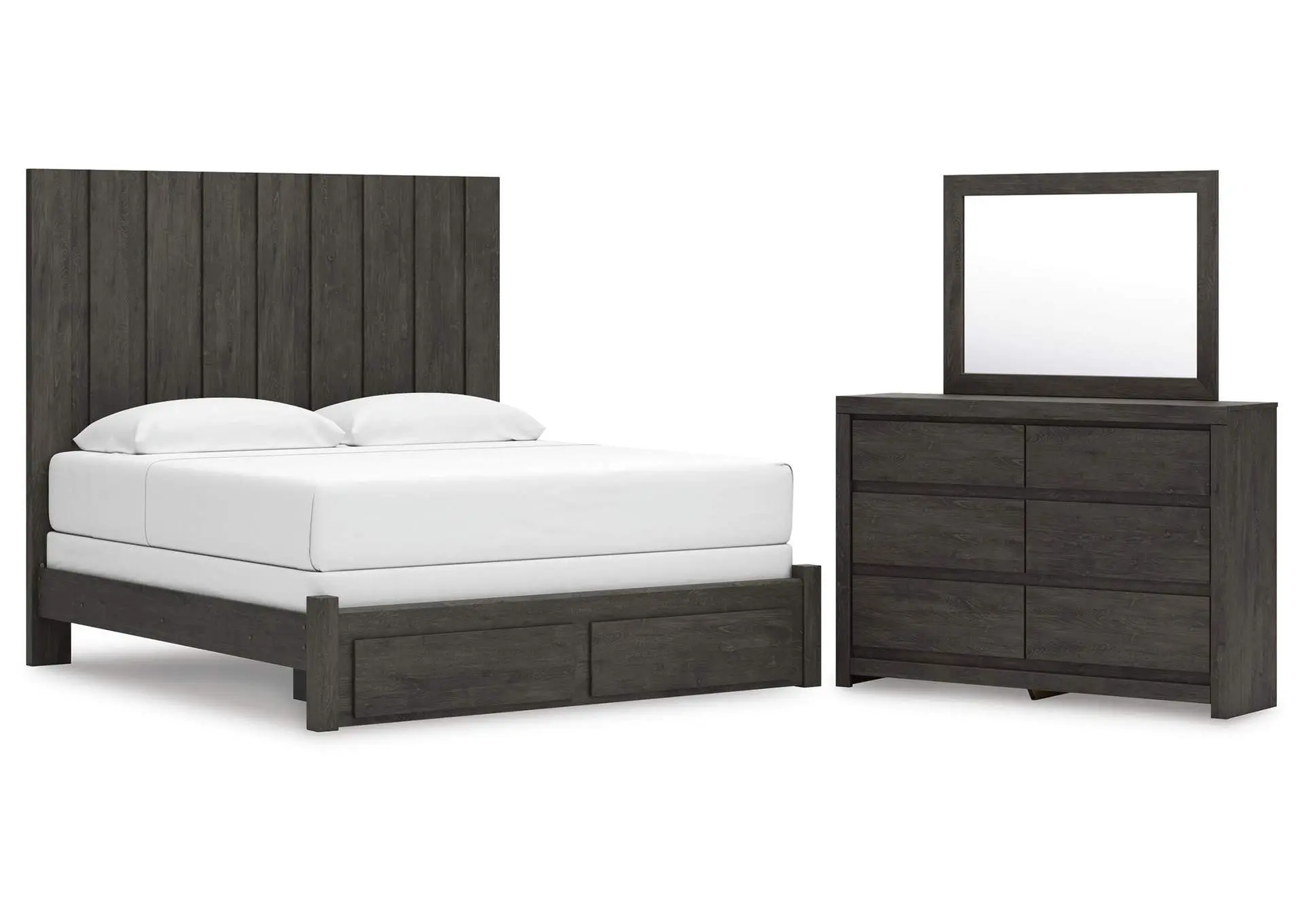 Parlayon King Panel Storage Bed, Dresser and Mirror