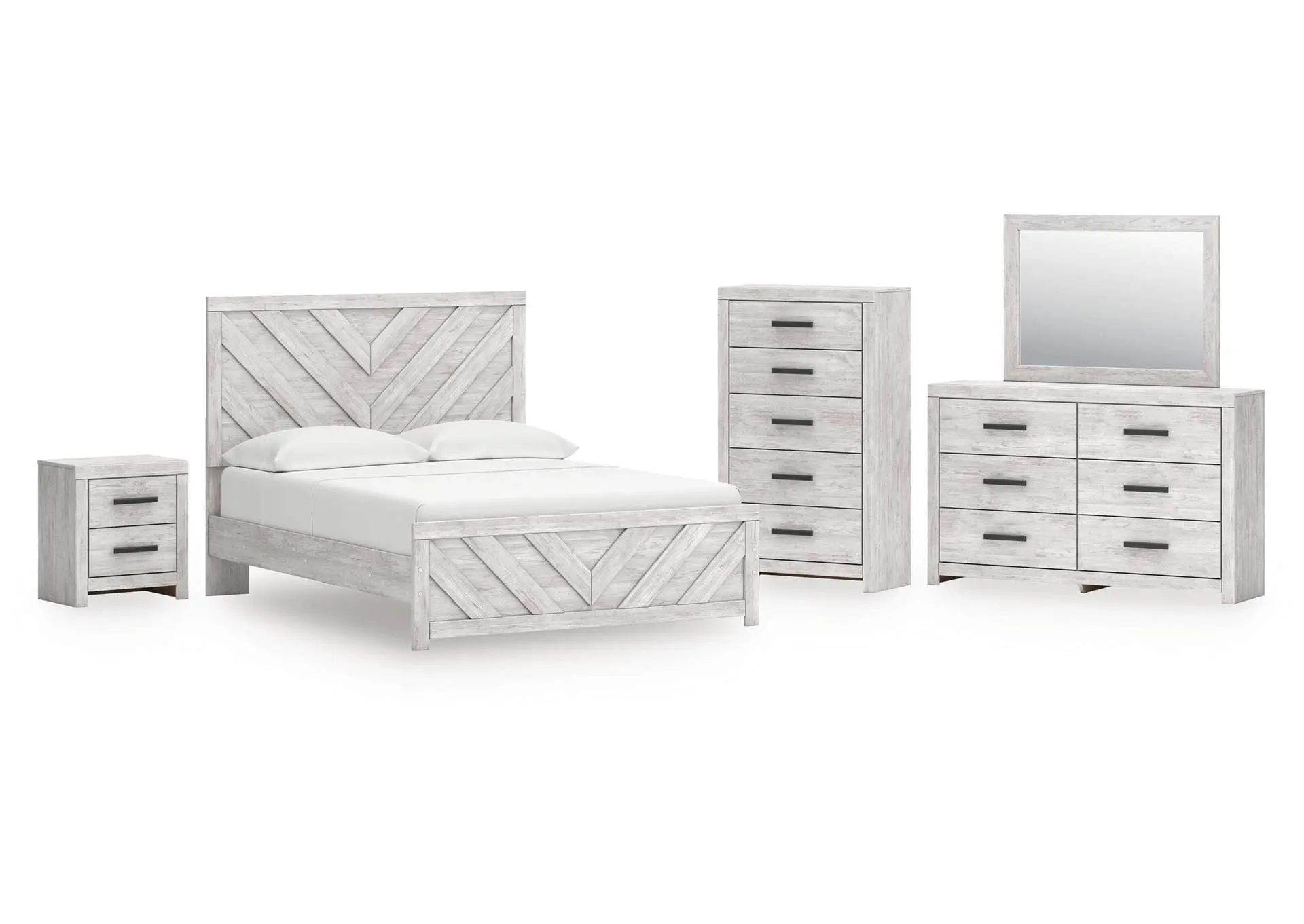 Cayboni Queen Panel Bed, Dresser, Mirror, Chest and Nightstand