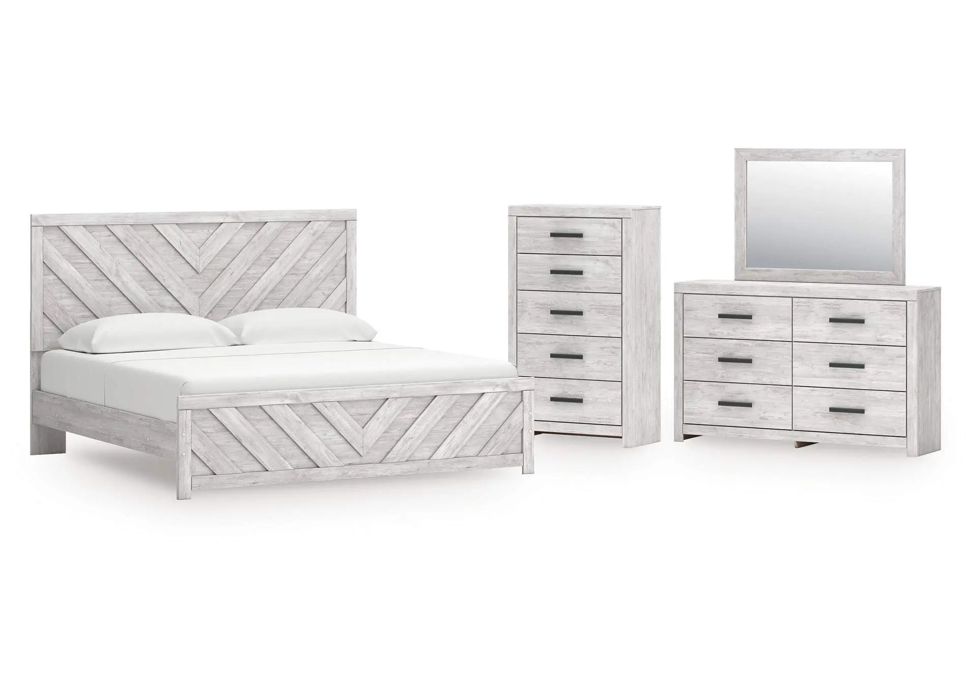 Cayboni King Panel Bed, Dresser, Mirror and Chest