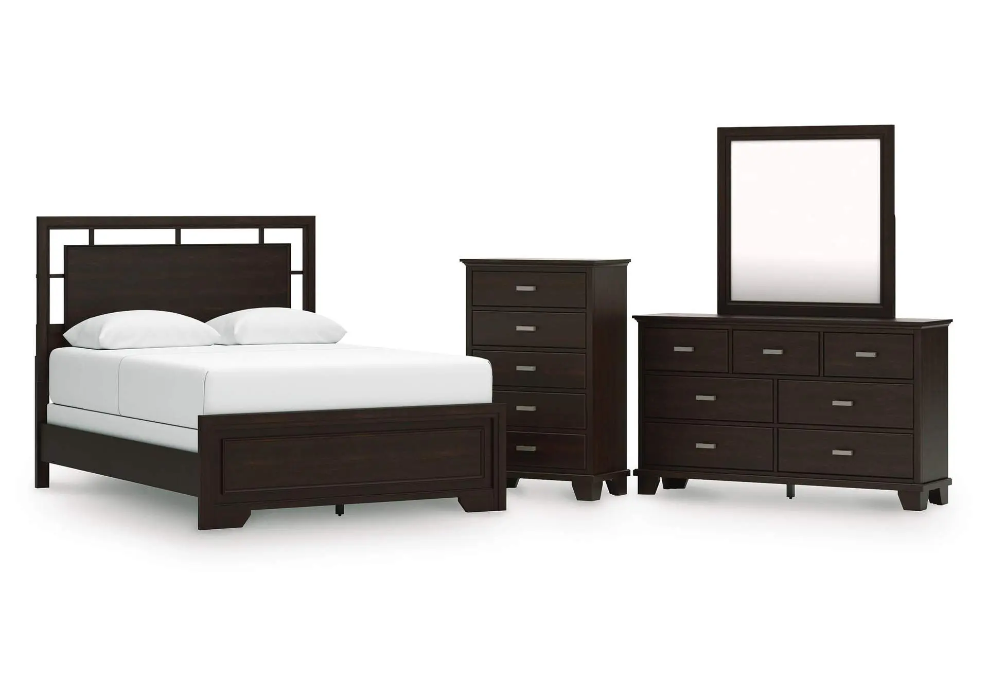 Covetown Queen Panel Bed, Dresser, Mirror and Chest