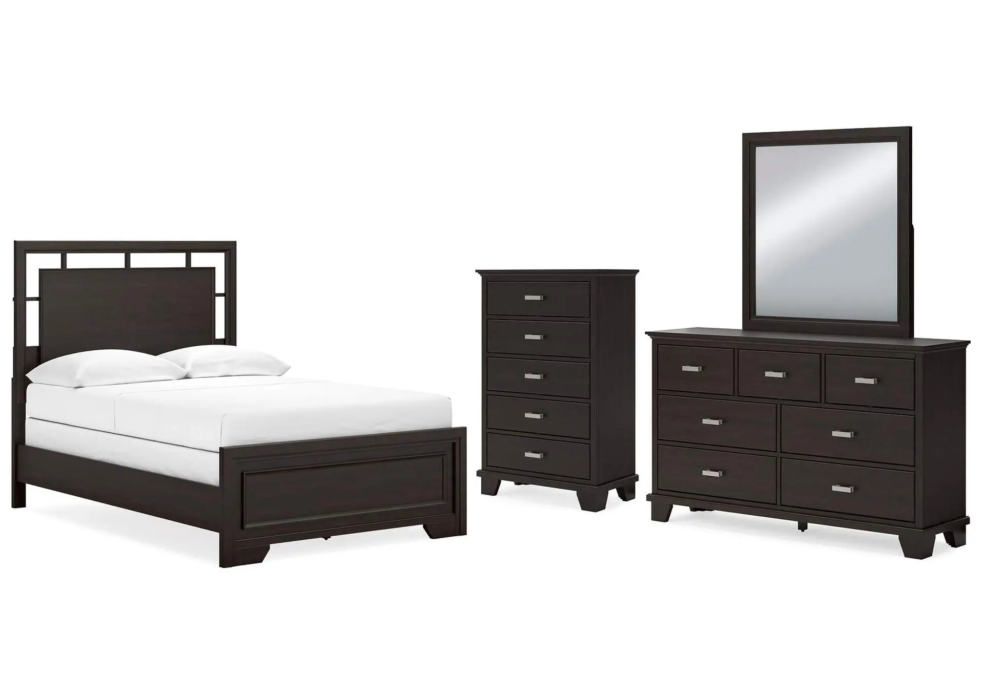 Covetown Full Panel Bed, Dresser, Mirror and Chest