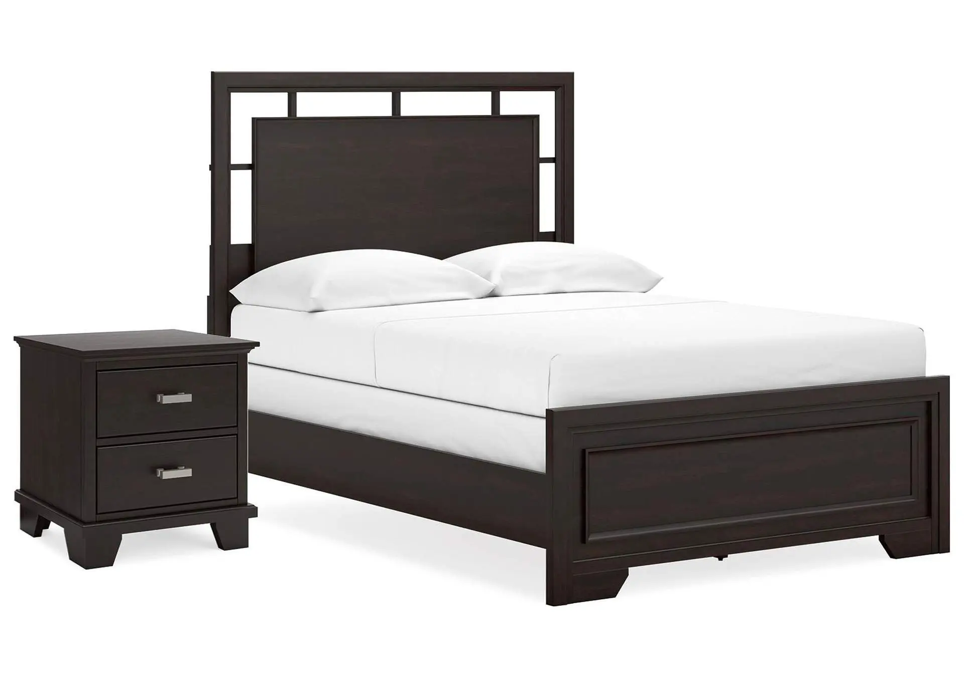 Covetown Full Panel Bed with Nightstand