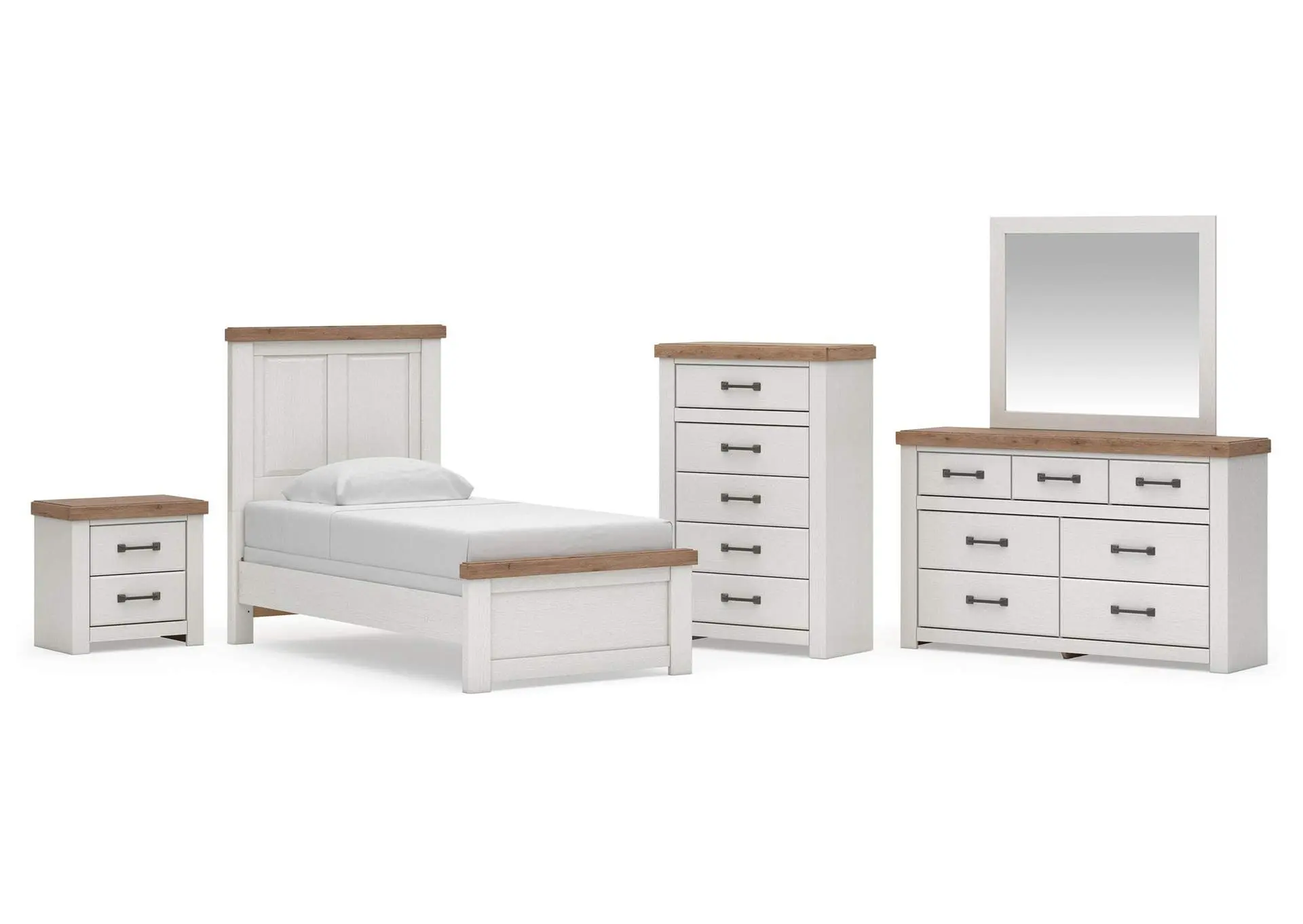 Savonport Twin Panel Bed, Dresser, Mirror, Chest and Nightstand