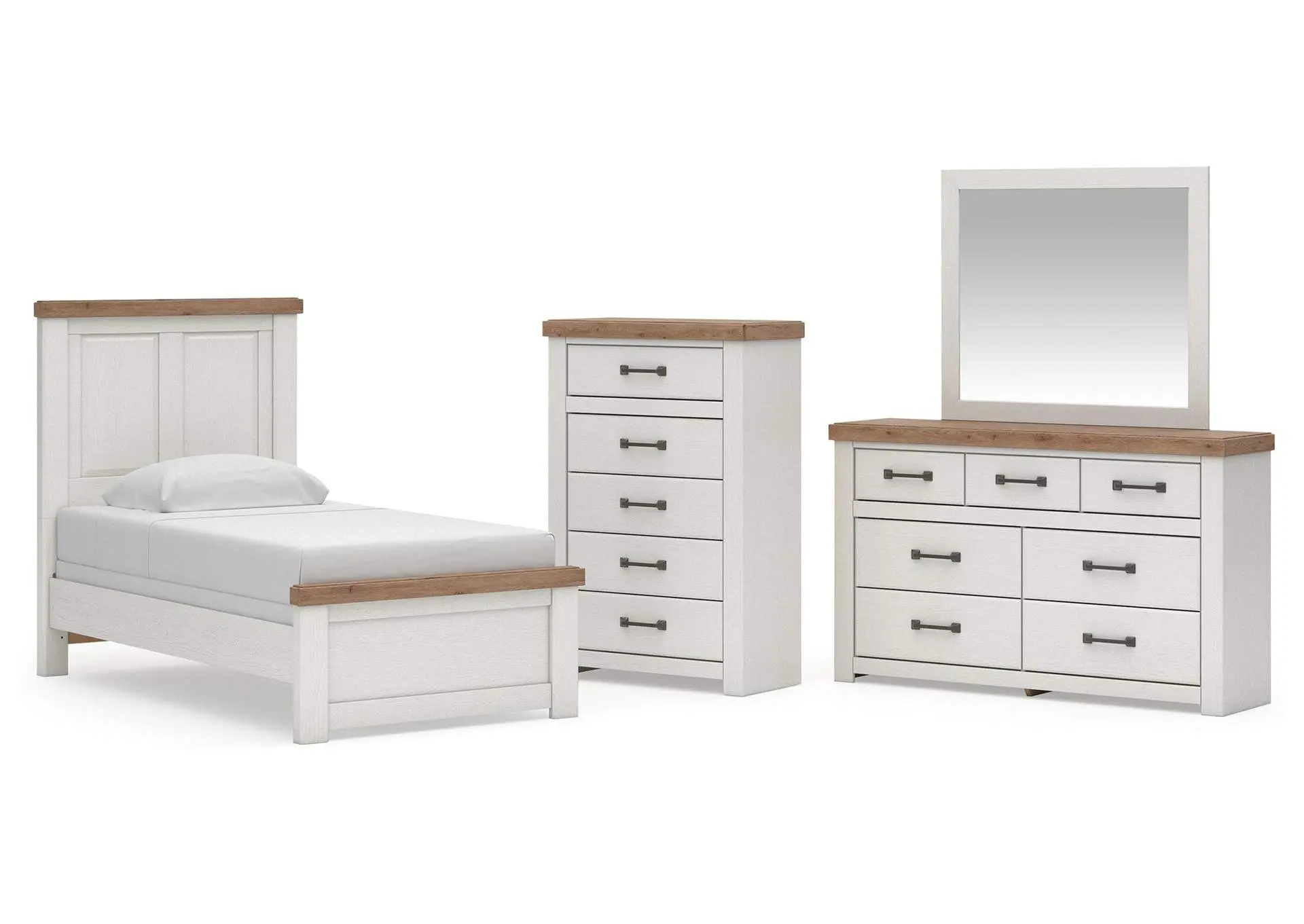 Savonport Twin Panel Bed, Dresser, Mirror and Chest