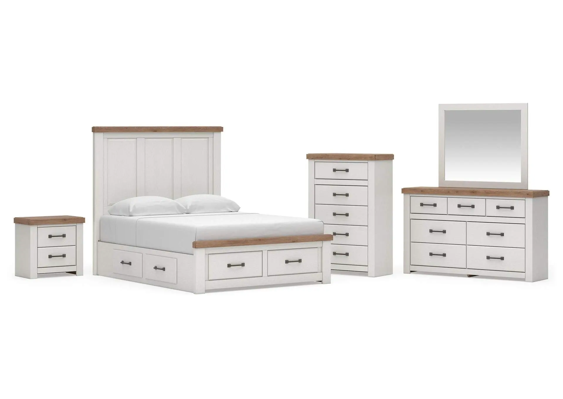 Savonport Queen Panel Storage Bed, Dresser, Mirror, Chest and Nightstand