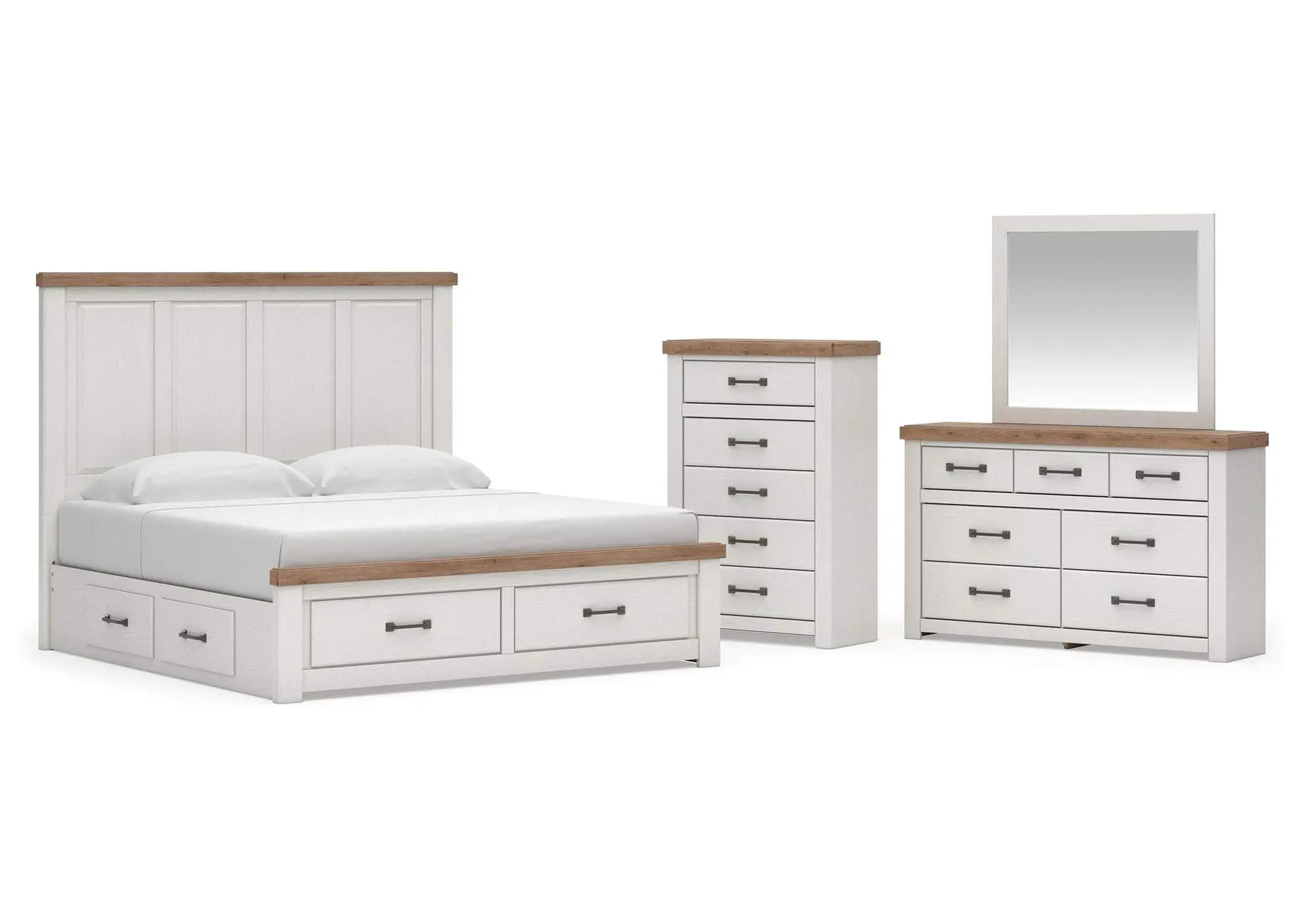Savonport King Panel Storage Bed, Dresser, Mirror and Chest