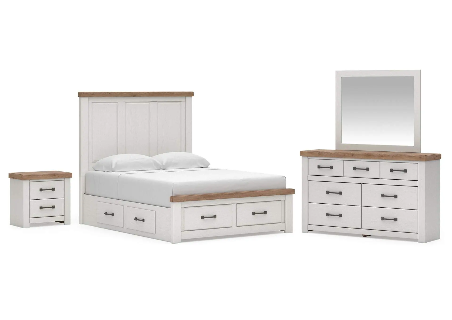 Savonport King Panel Storage Bed. Dresser, Mirror and Nightstand