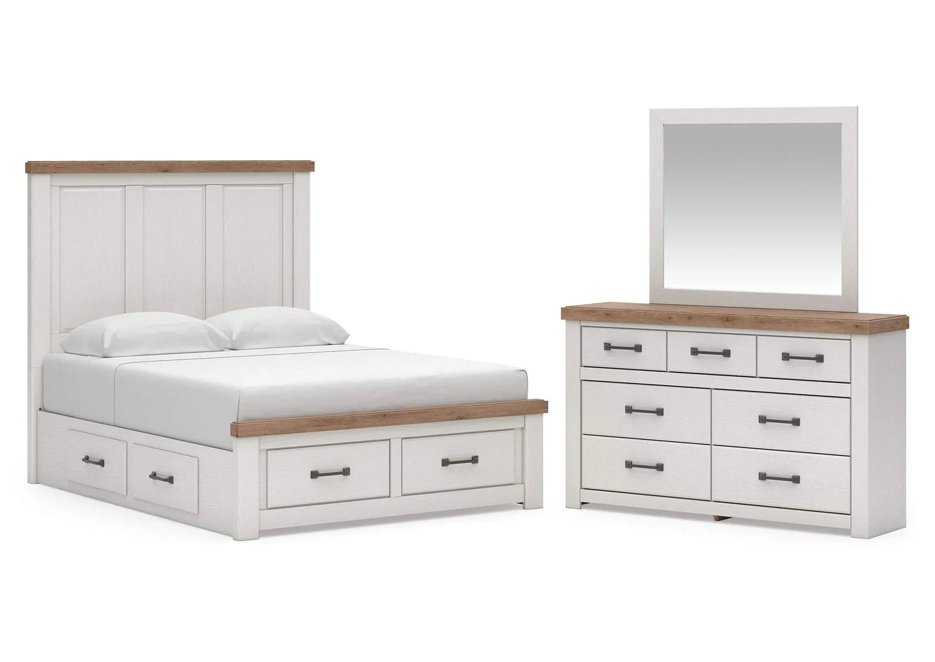 Savonport King Panel Storage Bed, Dresser and Mirror