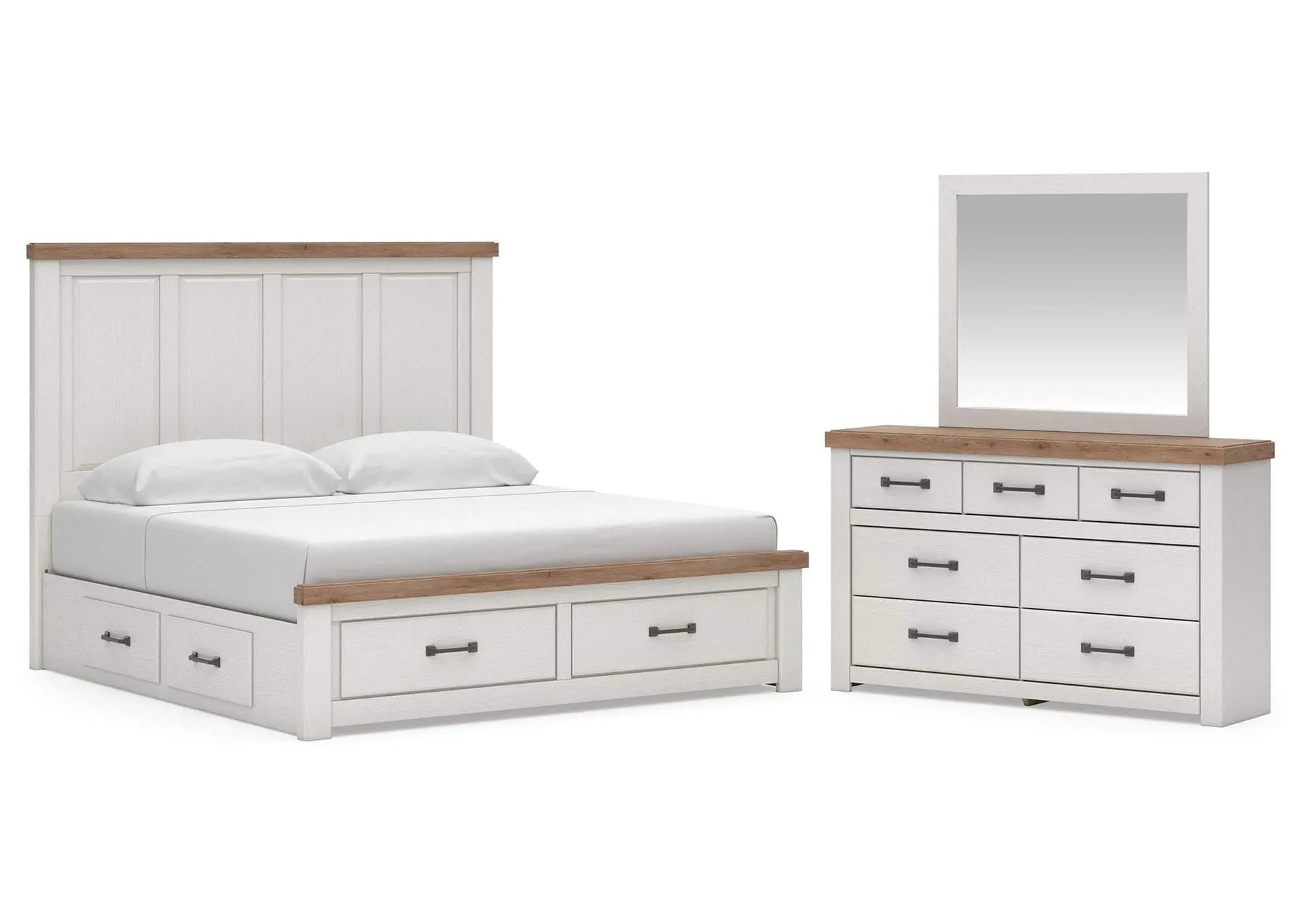 Savonport King Panel Storage Bed, Dresser and Mirror