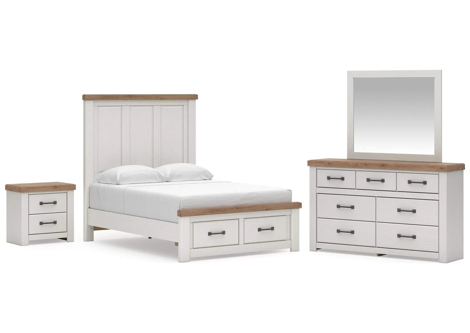 Savonport Full Panel Storage Bed. Dresser, Mirror and Nightstand