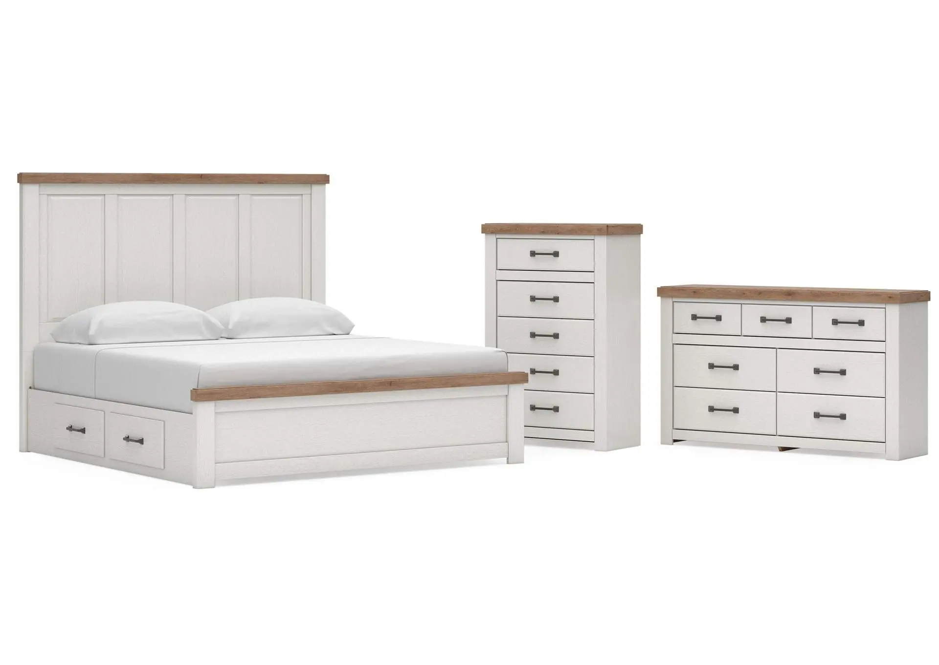 Savonport King Panel Bed with Storage, Dresser and Chest