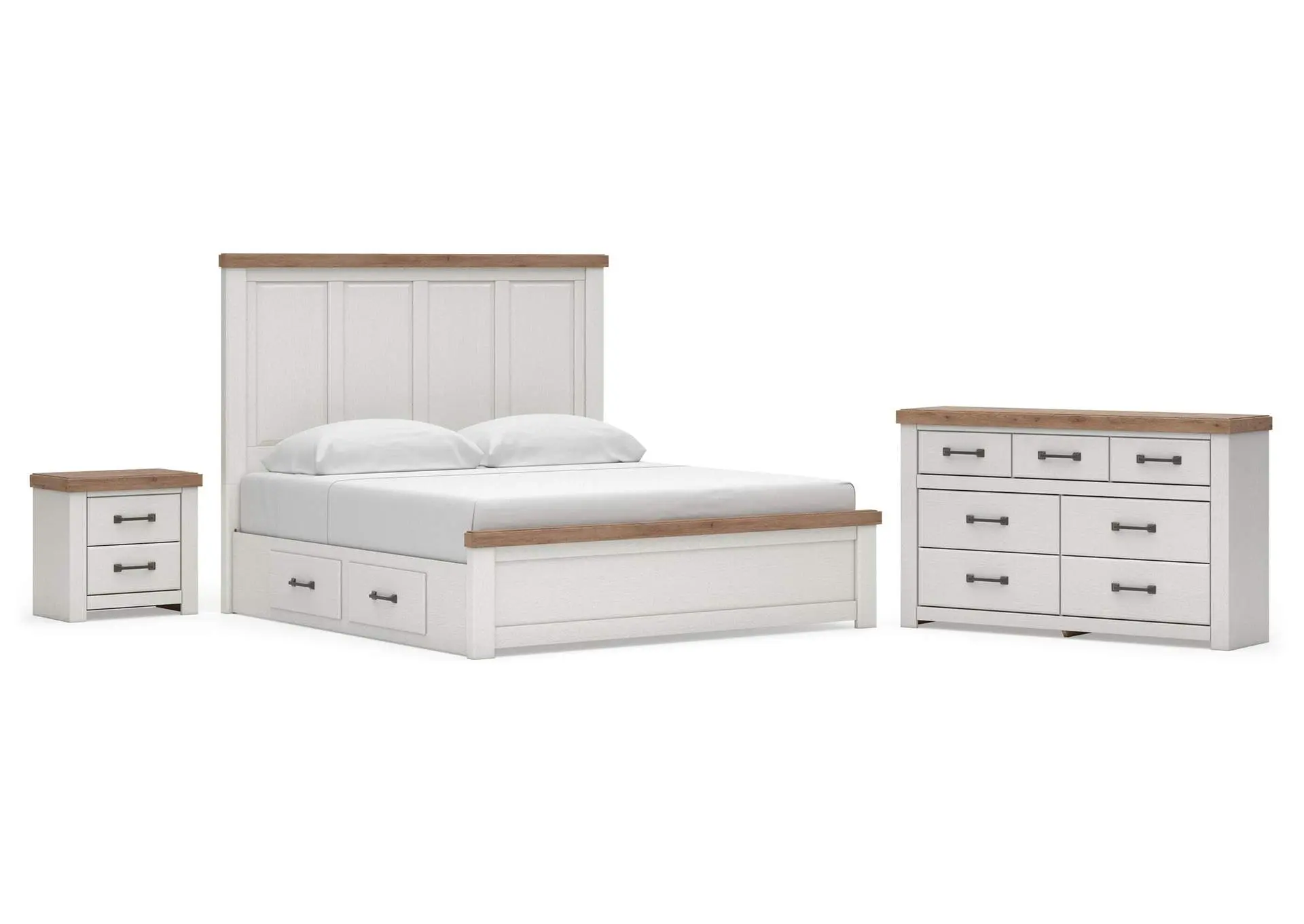 Savonport King Panel Bed with Storage, Dresser and Nightstand