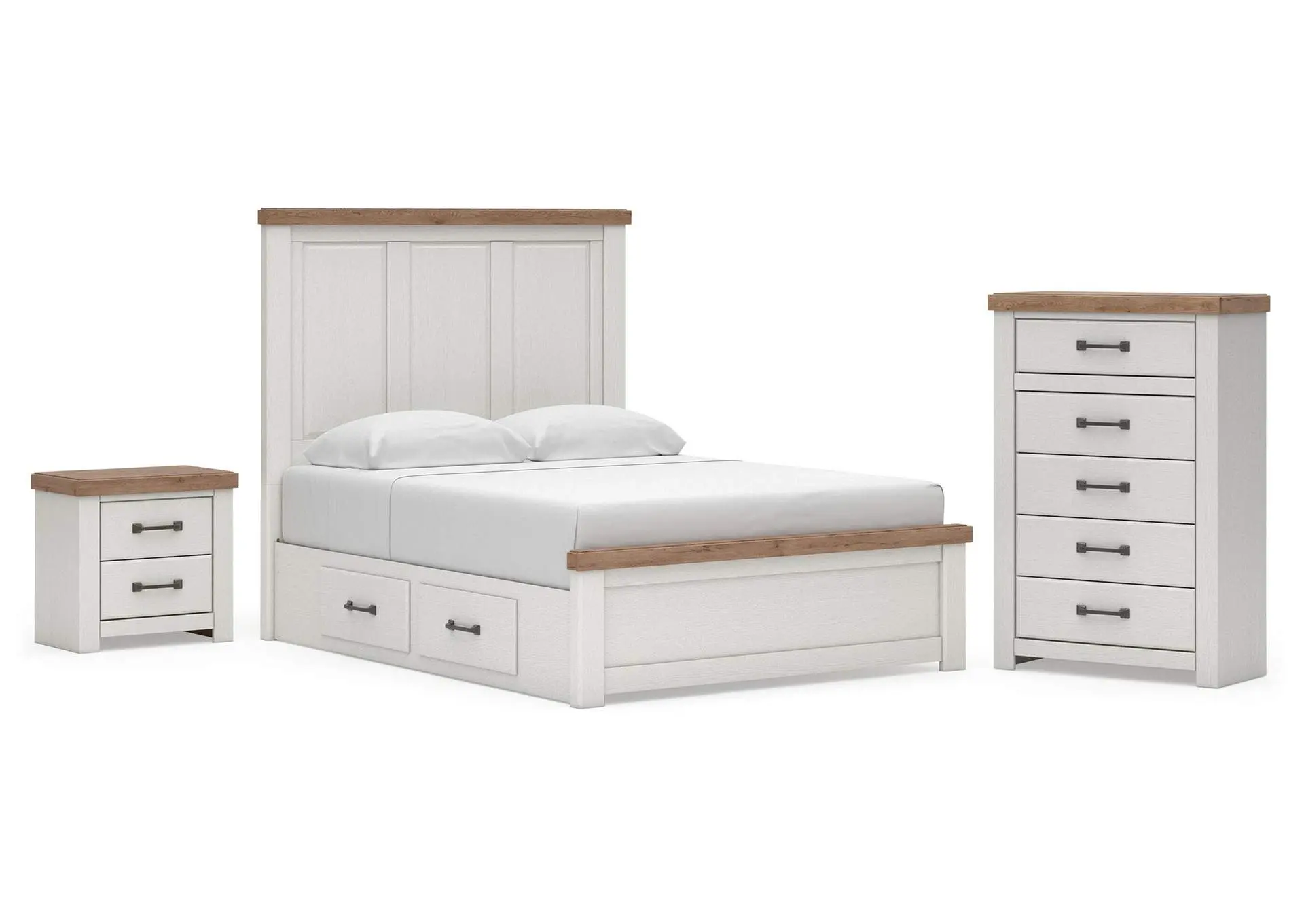 Savonport Queen Panel Bed with Storage, Chest and Nightstand
