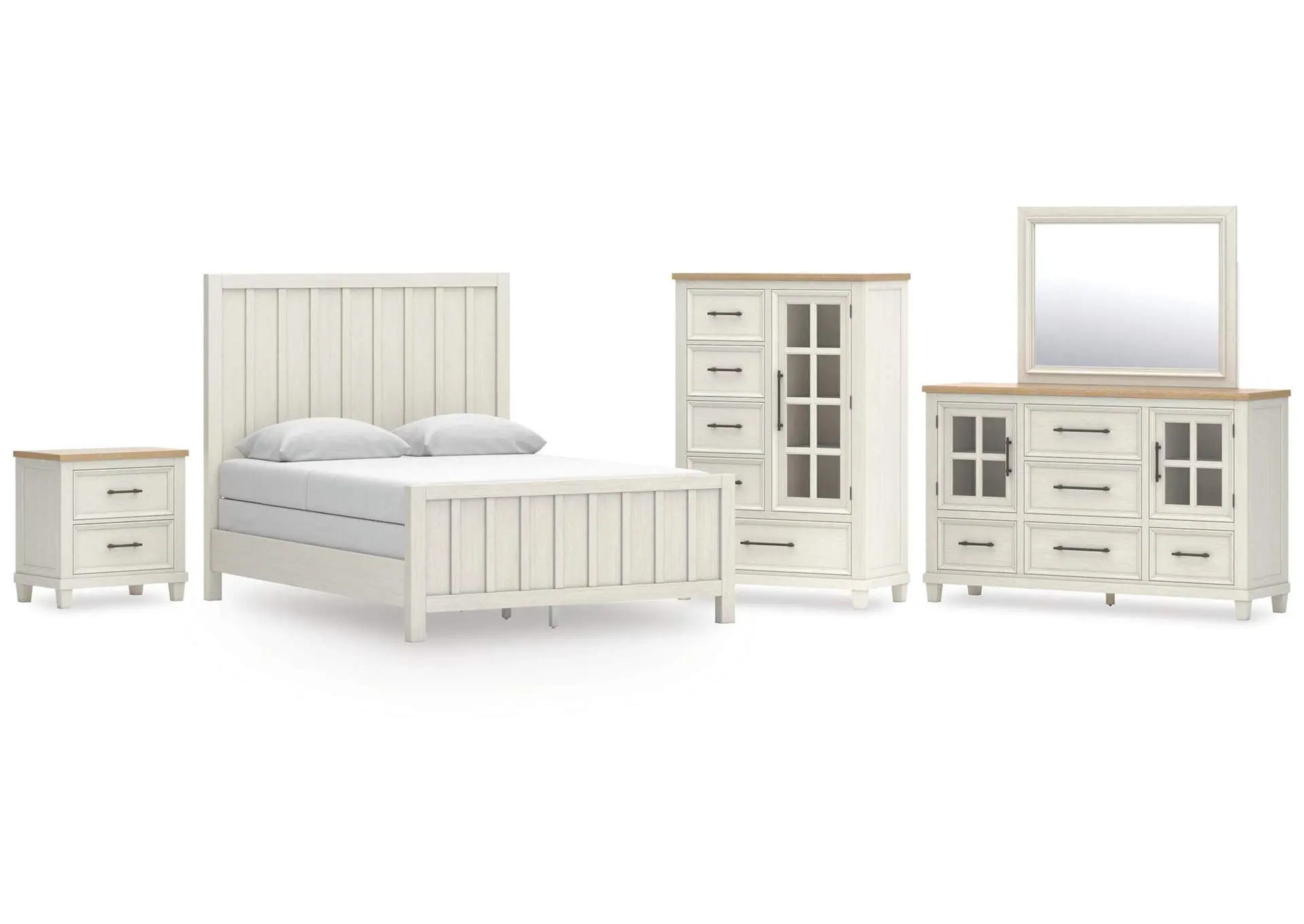 Shaybrock Queen Panel Bed, Dresser, Mirror, Chest and Nightstand