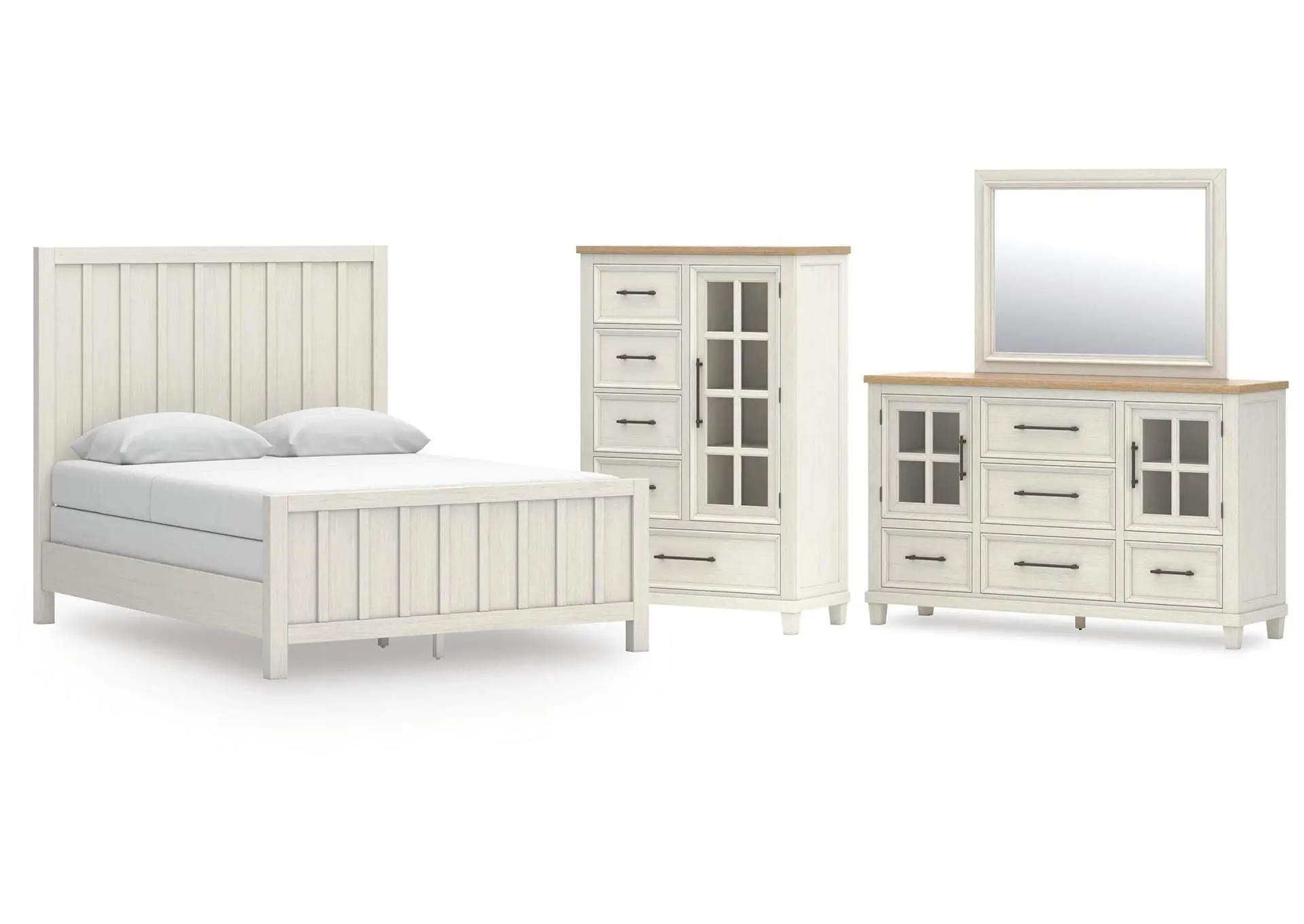 Shaybrock Queen Panel Bed, Dresser, Mirror and Chest