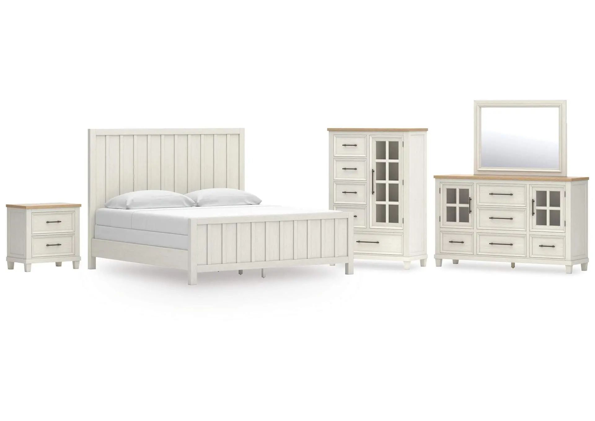 Shaybrock King Panel Bed, Dresser, Mirror, Chest and Nightstand