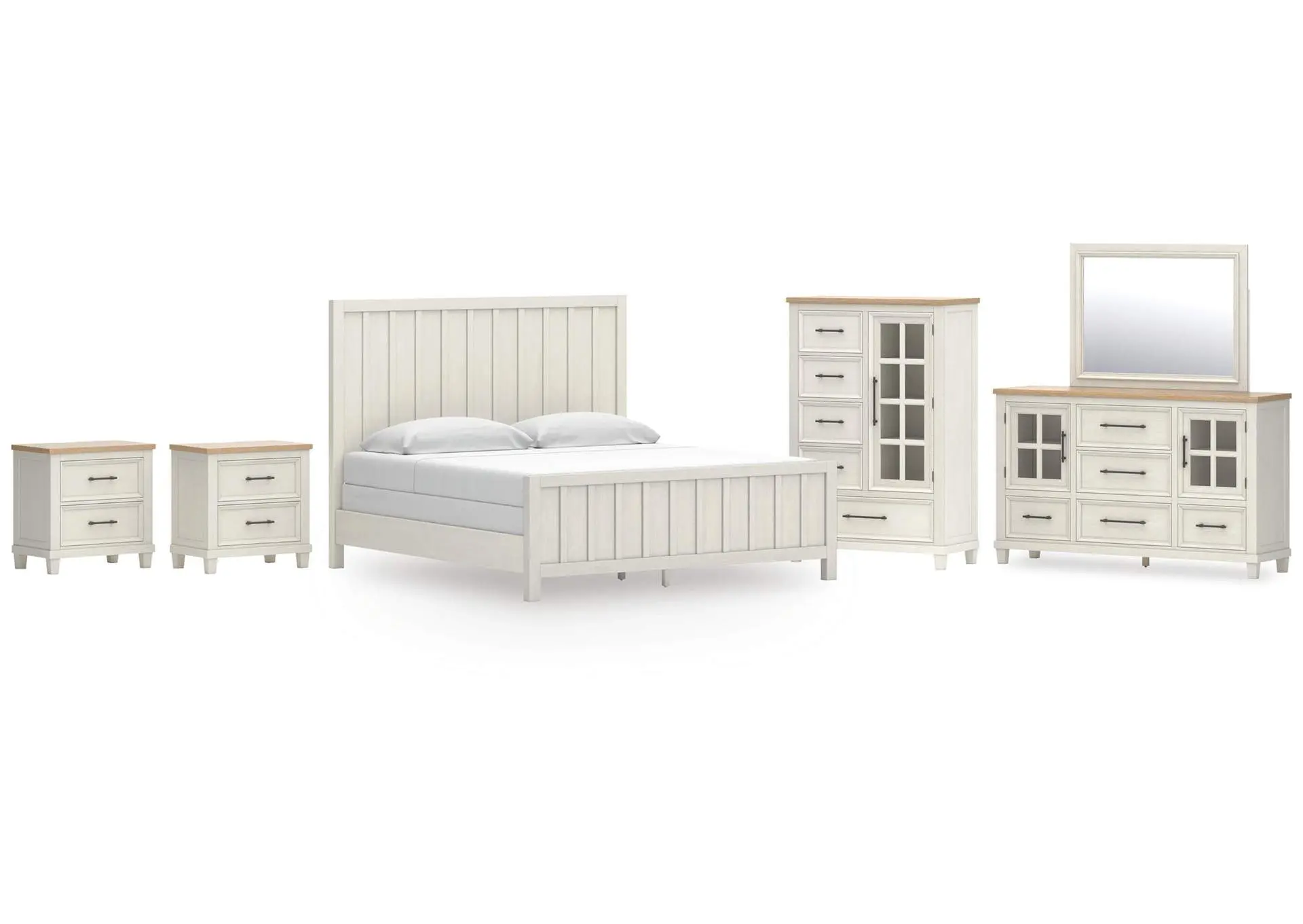 Shaybrock King Panel Bed, Dresser, Mirror, Chest and 2 Nightstands