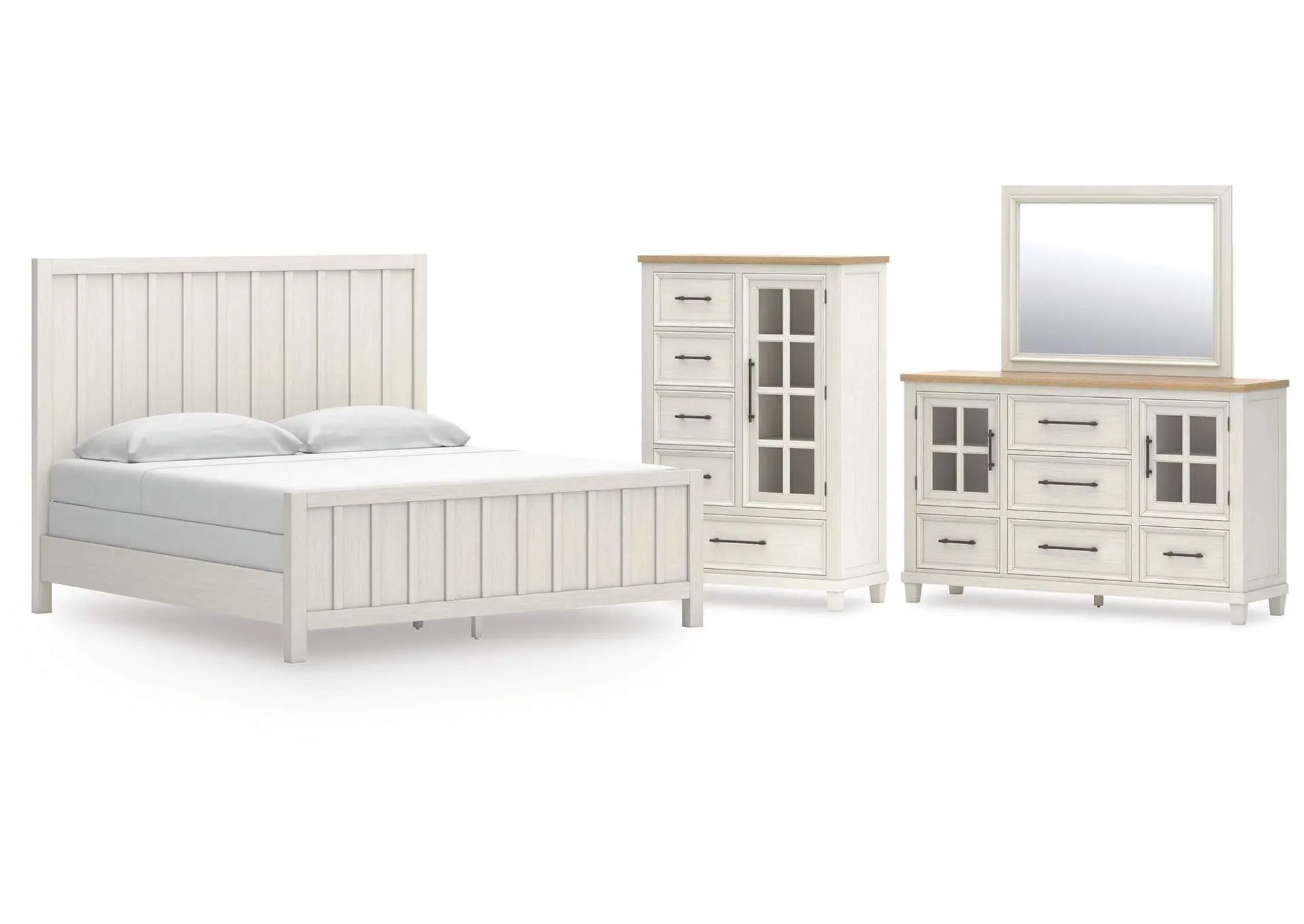 Shaybrock King Panel Bed, Dresser, Mirror and Chest