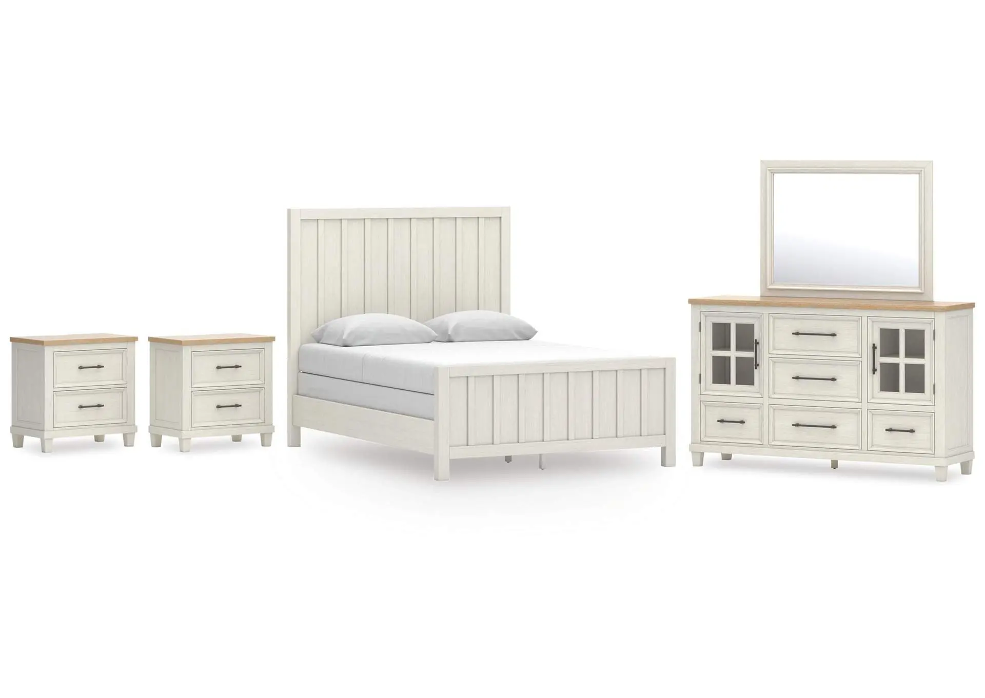 Shaybrock Queen Panel Bed, Dresser, Mirror and 2 Nightstands