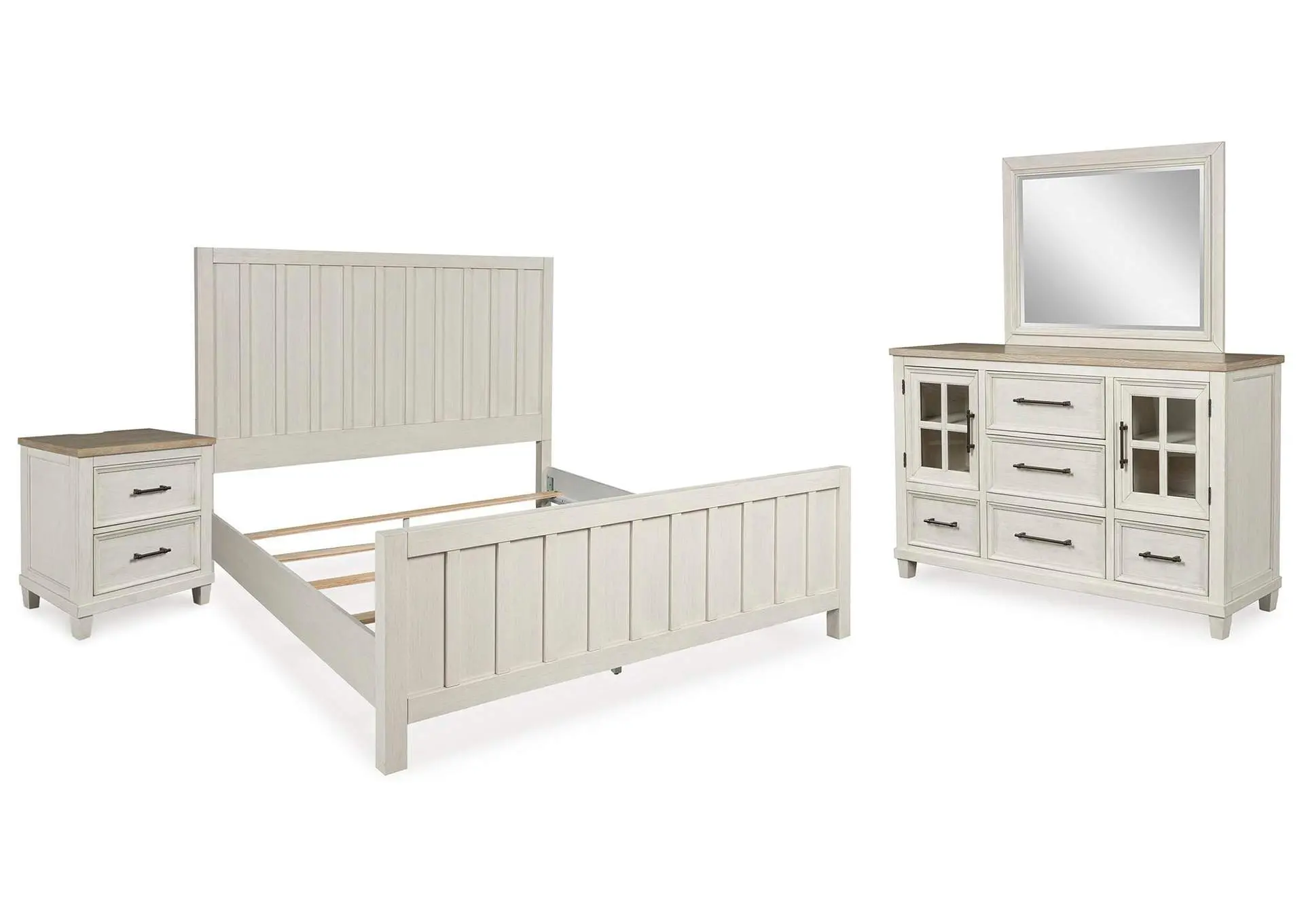 Shaybrock King Panel Bed, Dresser, Mirror and Nightstand
