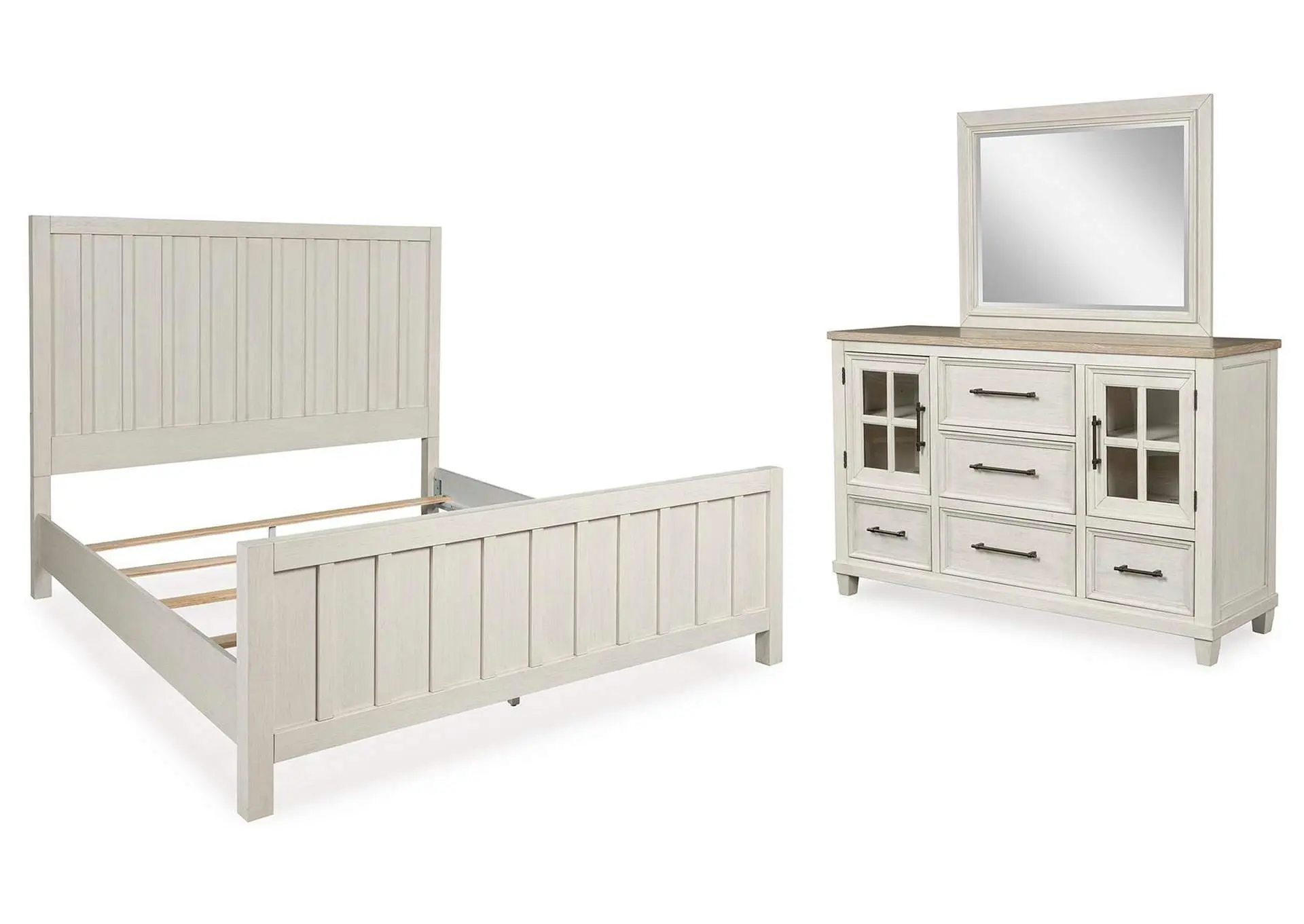Shaybrock King Panel Bed, Dresser and Mirror
