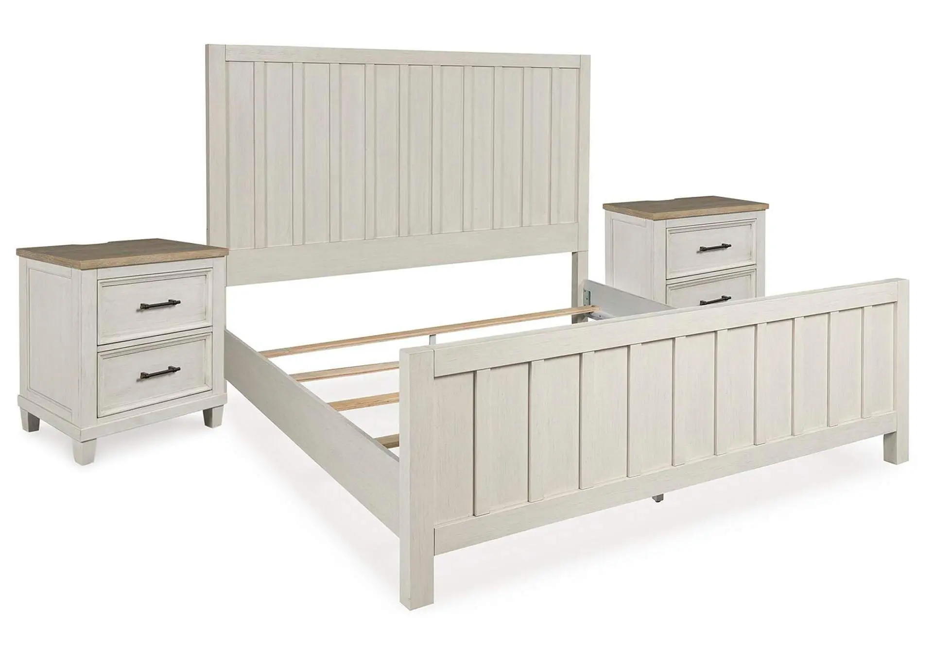 Shaybrock California King Panel Bed and 2 Nightstands