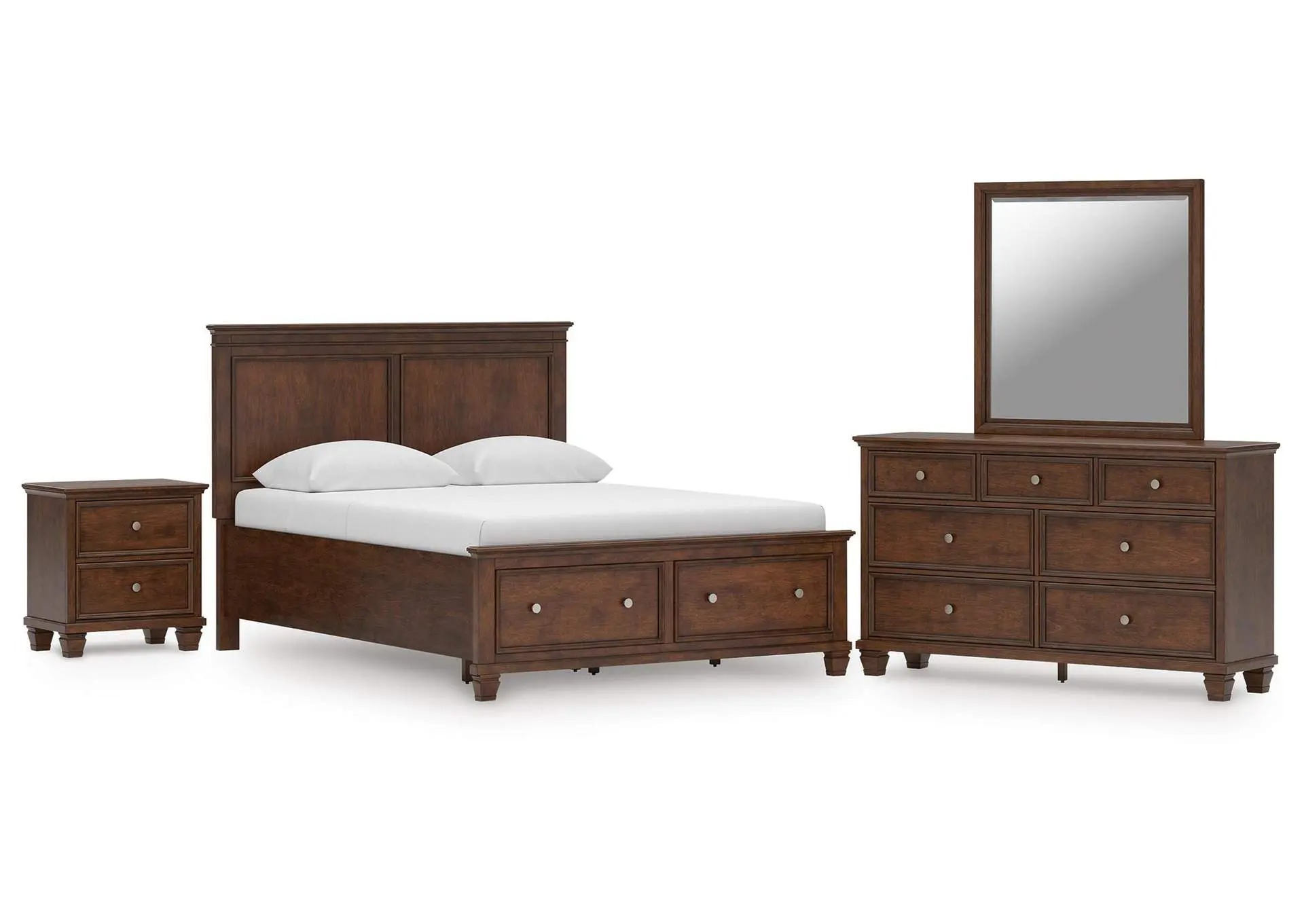 Danabrin Queen Panel Storage Bed, Dresser, Mirror and Nightstand