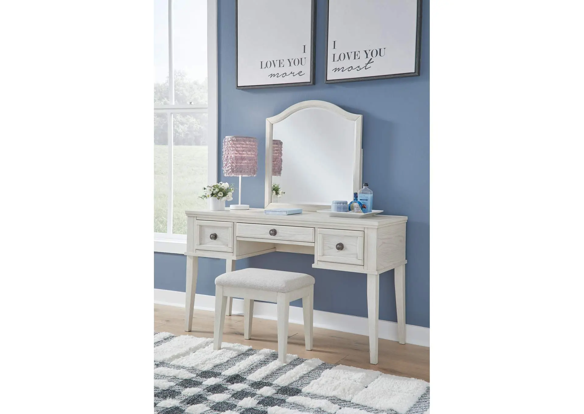 Robbinsdale Mirrored Vanity with Bench