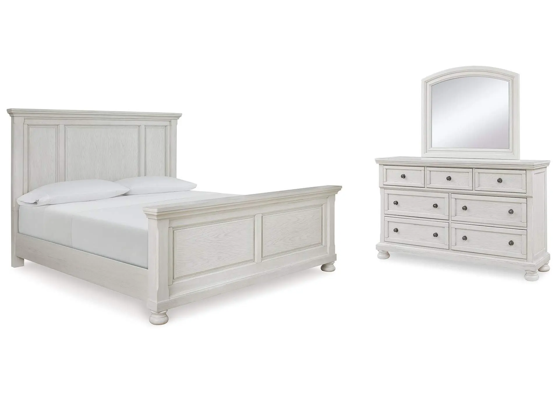 Robbinsdale Queen Panel Bed with Mirrored Dresser