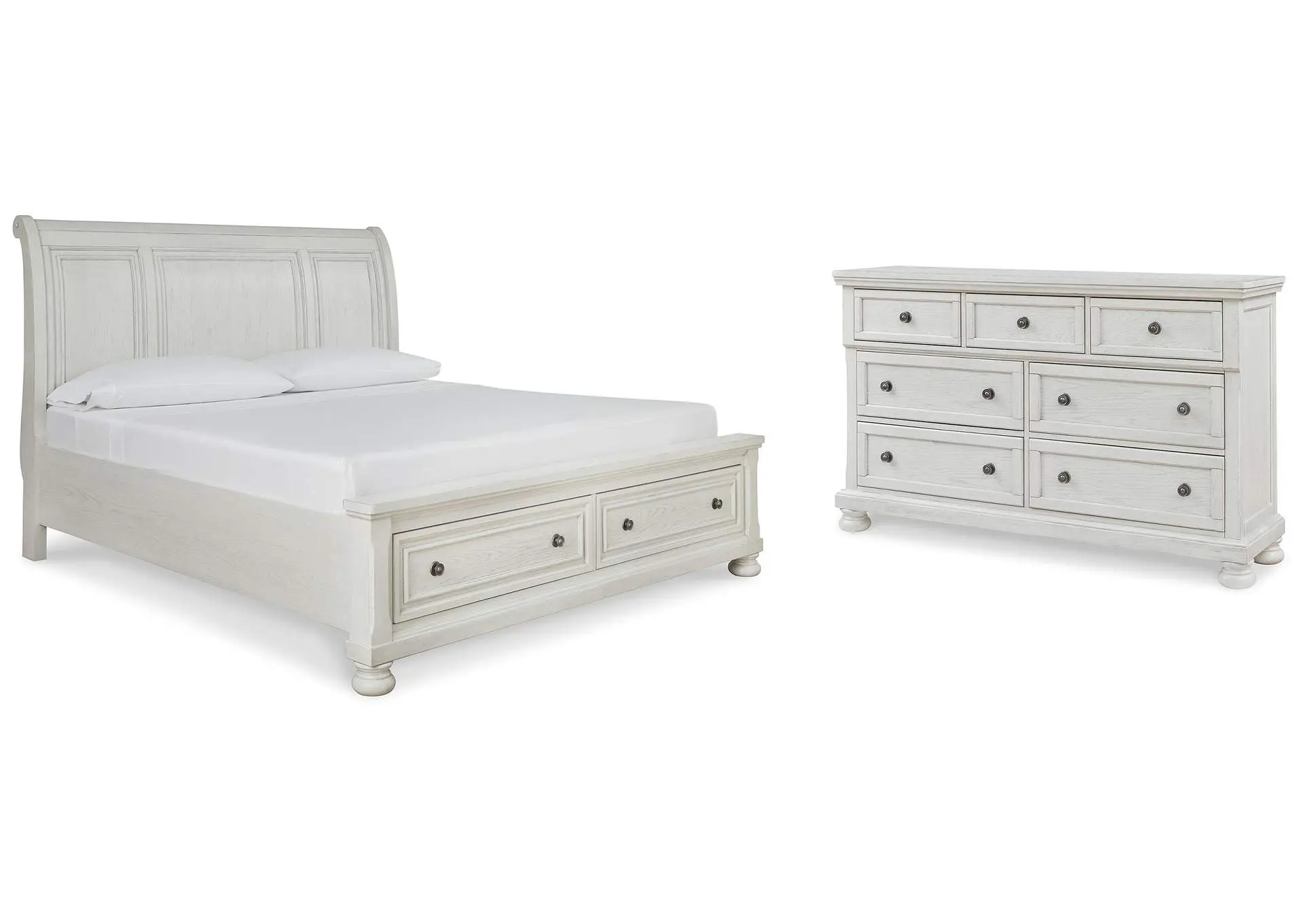 Robbinsdale California King Sleigh Bed with Storage with Dresser
