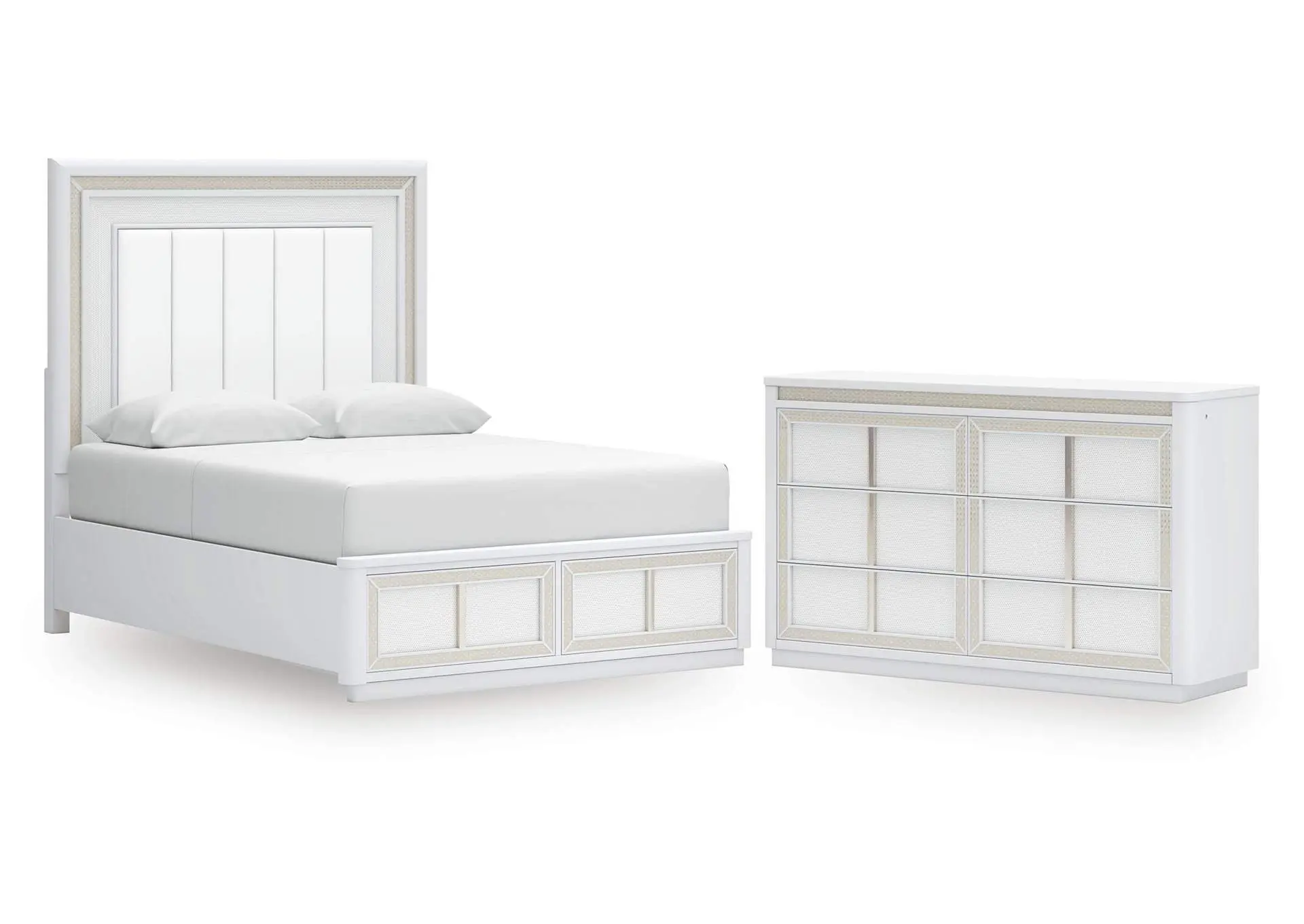 Chalanna Queen Upholstered Storage Bed and Dresser