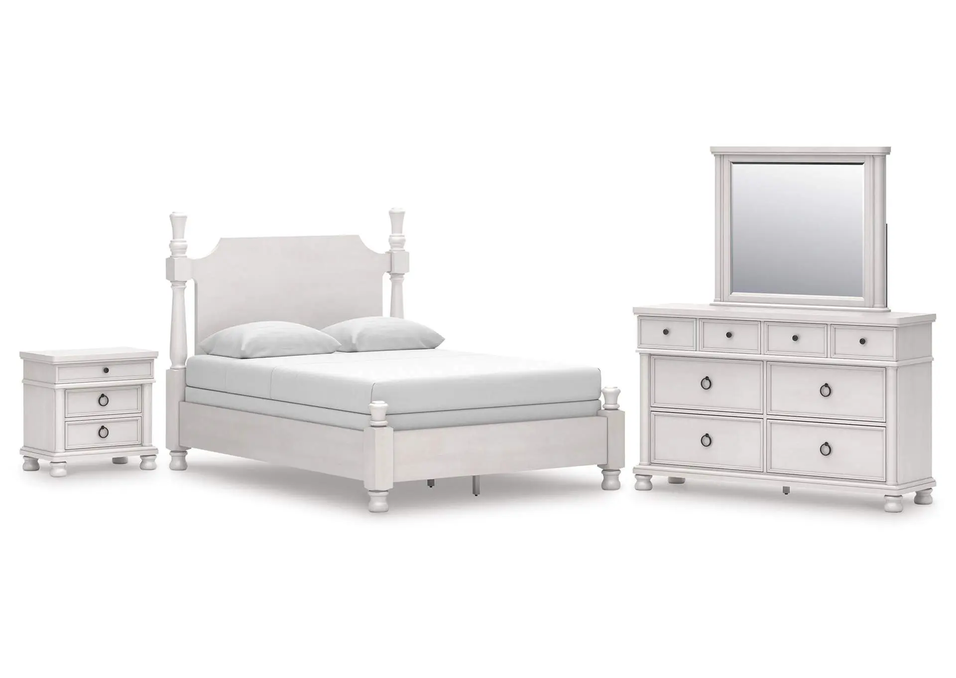 Chadworth Queen Poster Bed, Dresser, Mirror and Nightstand