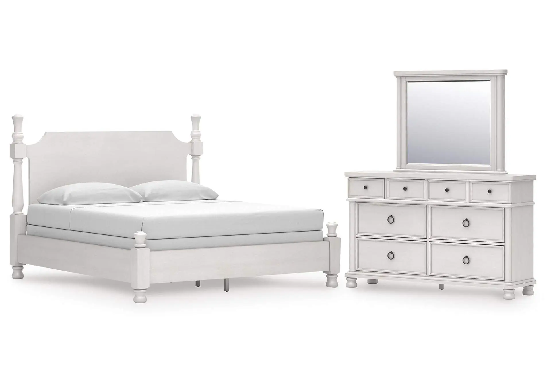 Chadworth California King Poster Bed, Dresser and Mirror