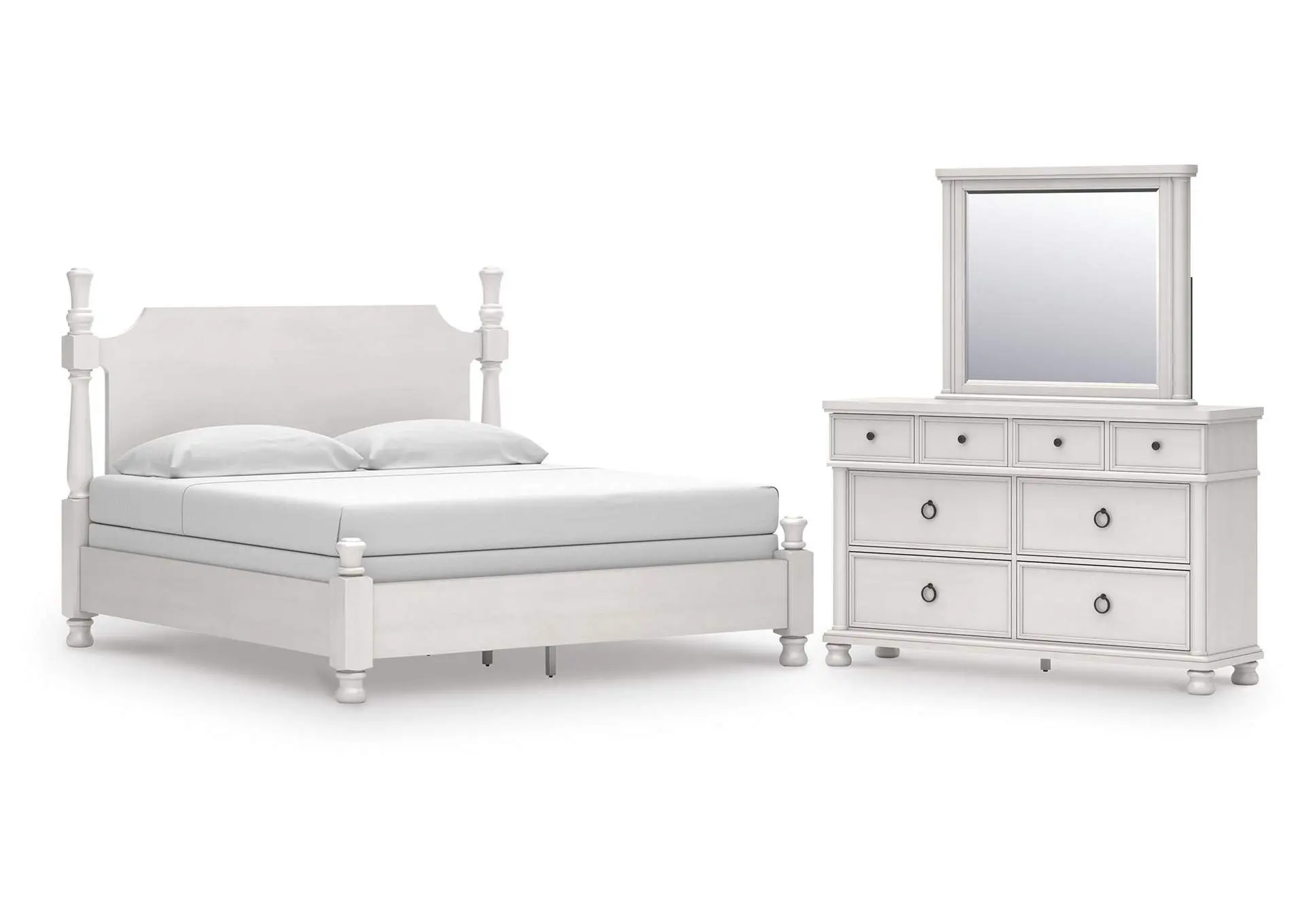Chadworth King Poster Bed, Dresser and Mirror