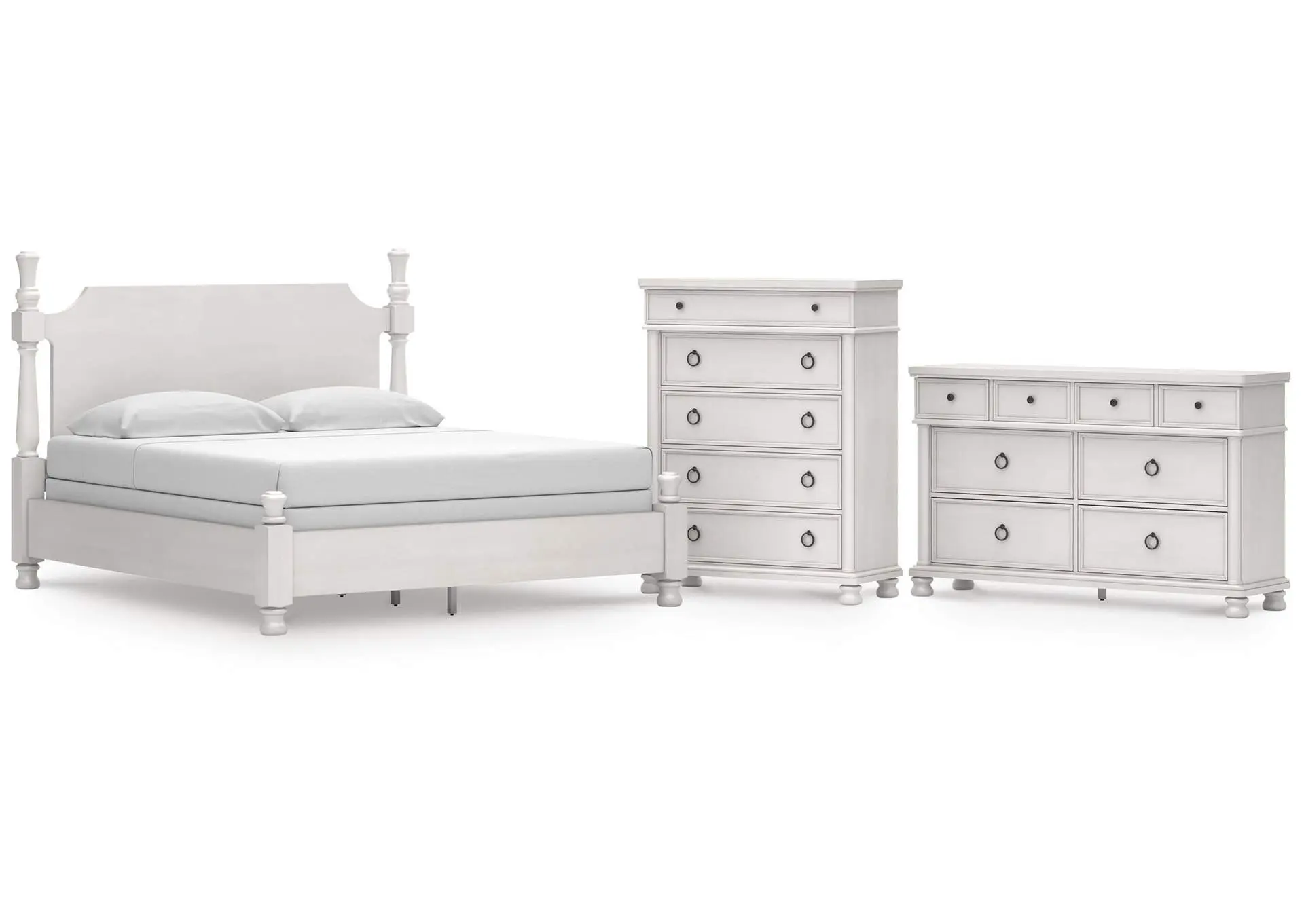 Chadworth California King Poster Bed, Dresser and Chest