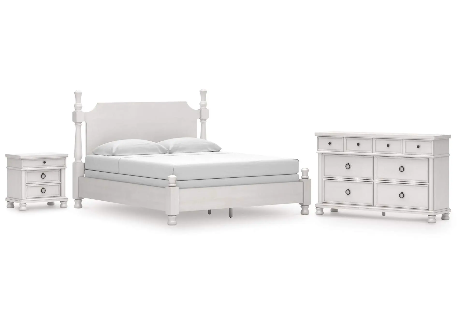 Chadworth California King Poster Bed, Dresser and Nightstand