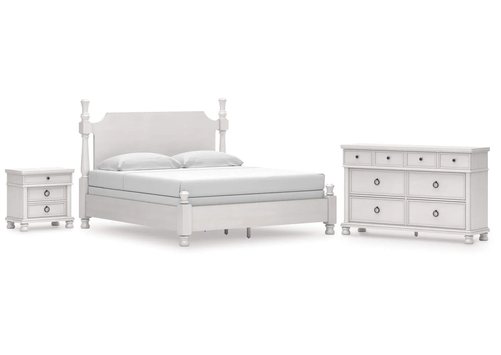 Chadworth King Poster Bed, Dresser and Nightstand
