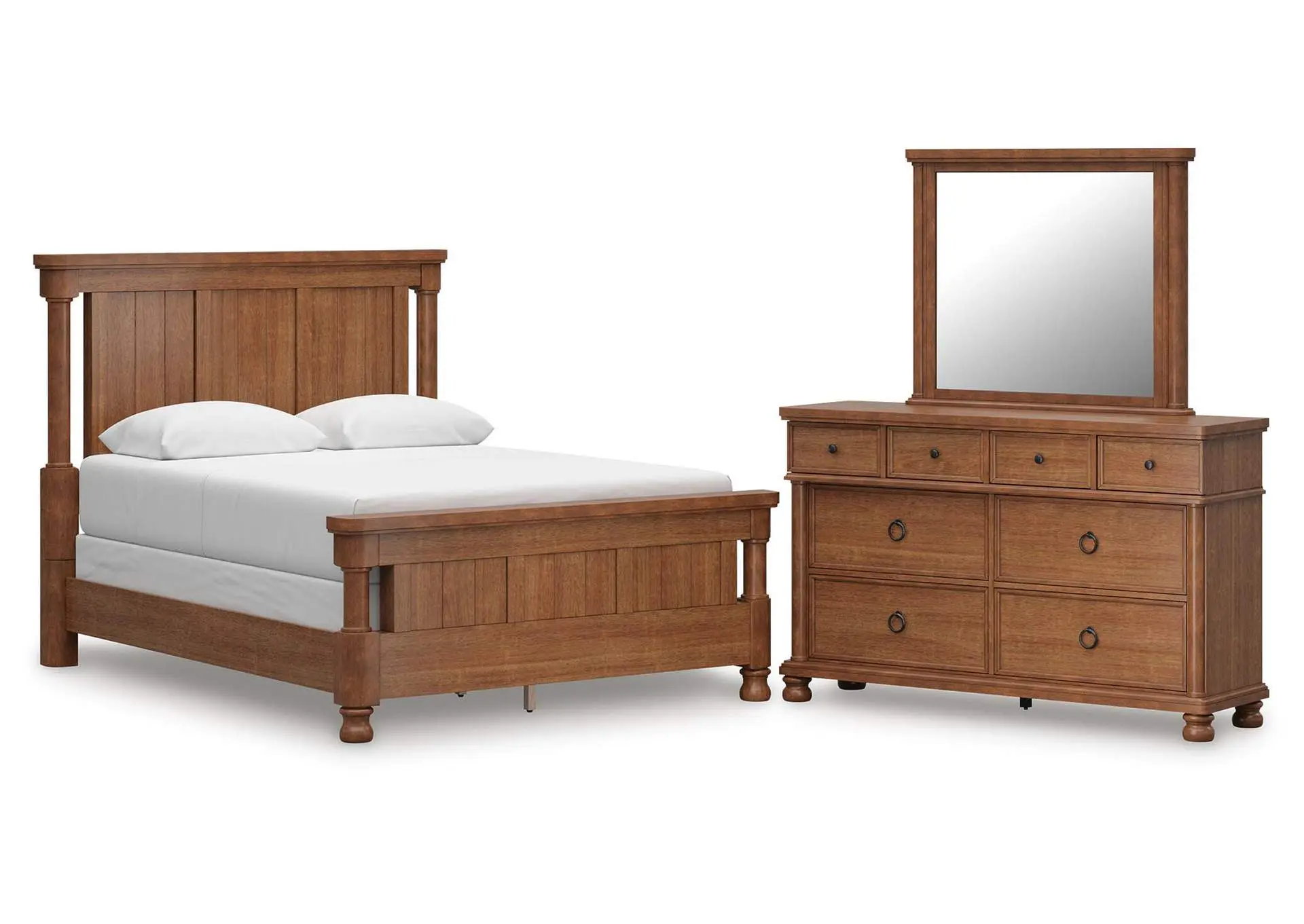 Chadworth Queen Poster Bed with Mirrored Dresser