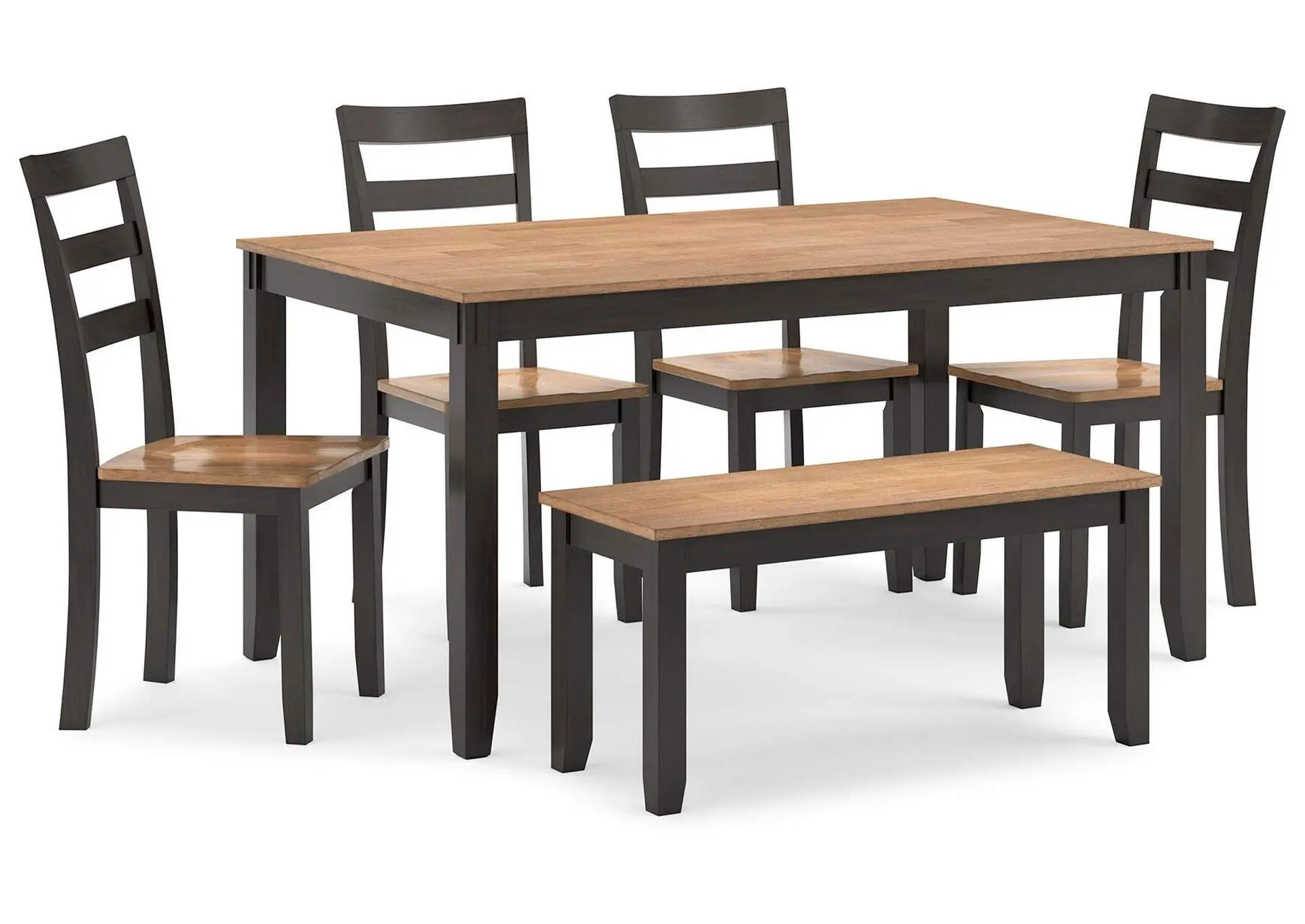 Gesthaven Dining Table with 4 Chairs and Bench (Set of 6)