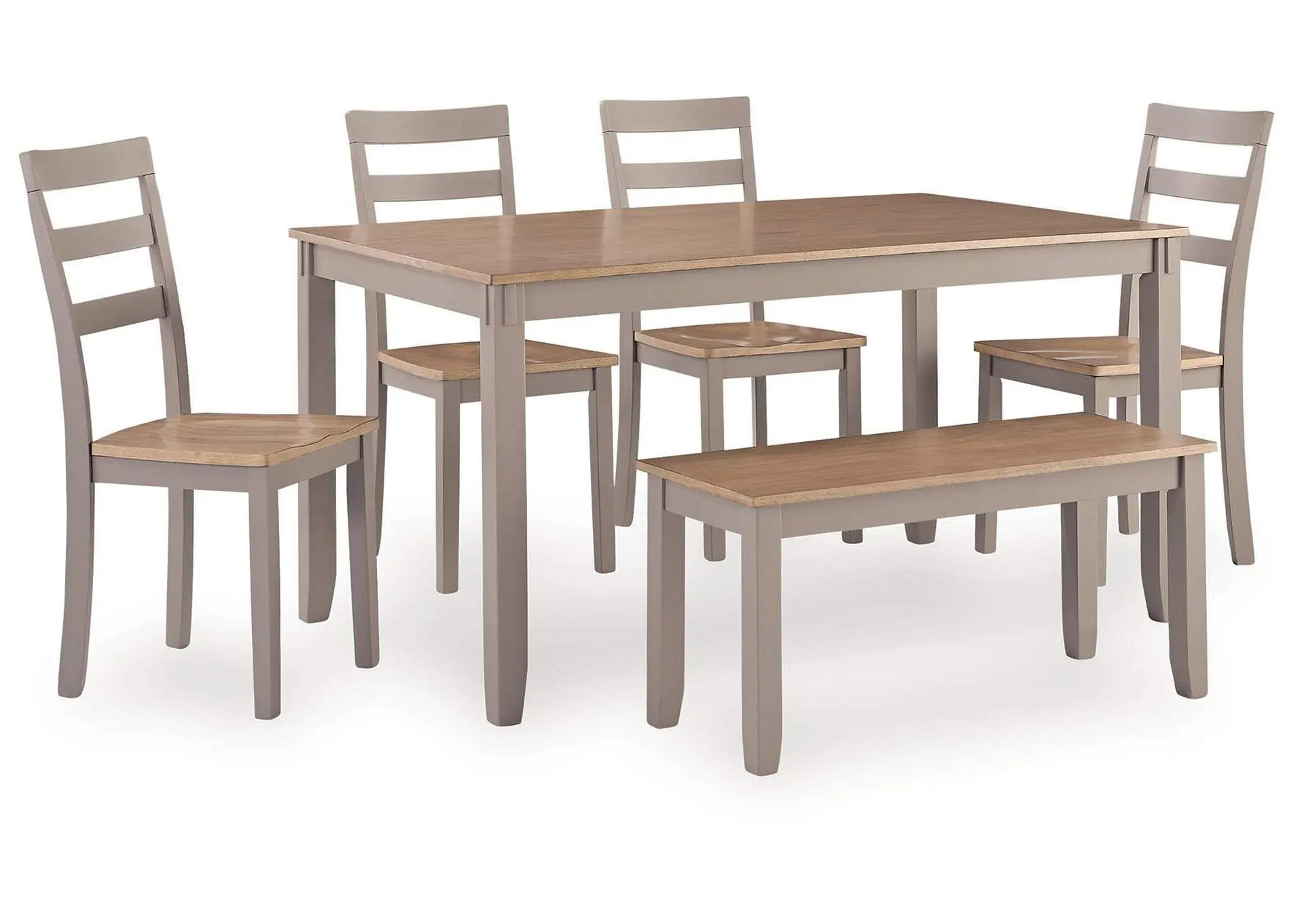 Harperfeld Dining Table and 4 Chairs and Bench (Set of 6)