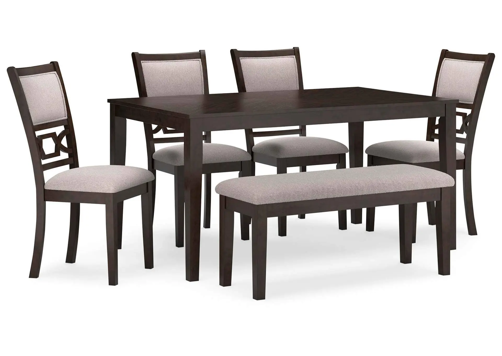 Langwest Dining Table and 4 Chairs and Bench (Set of 6)