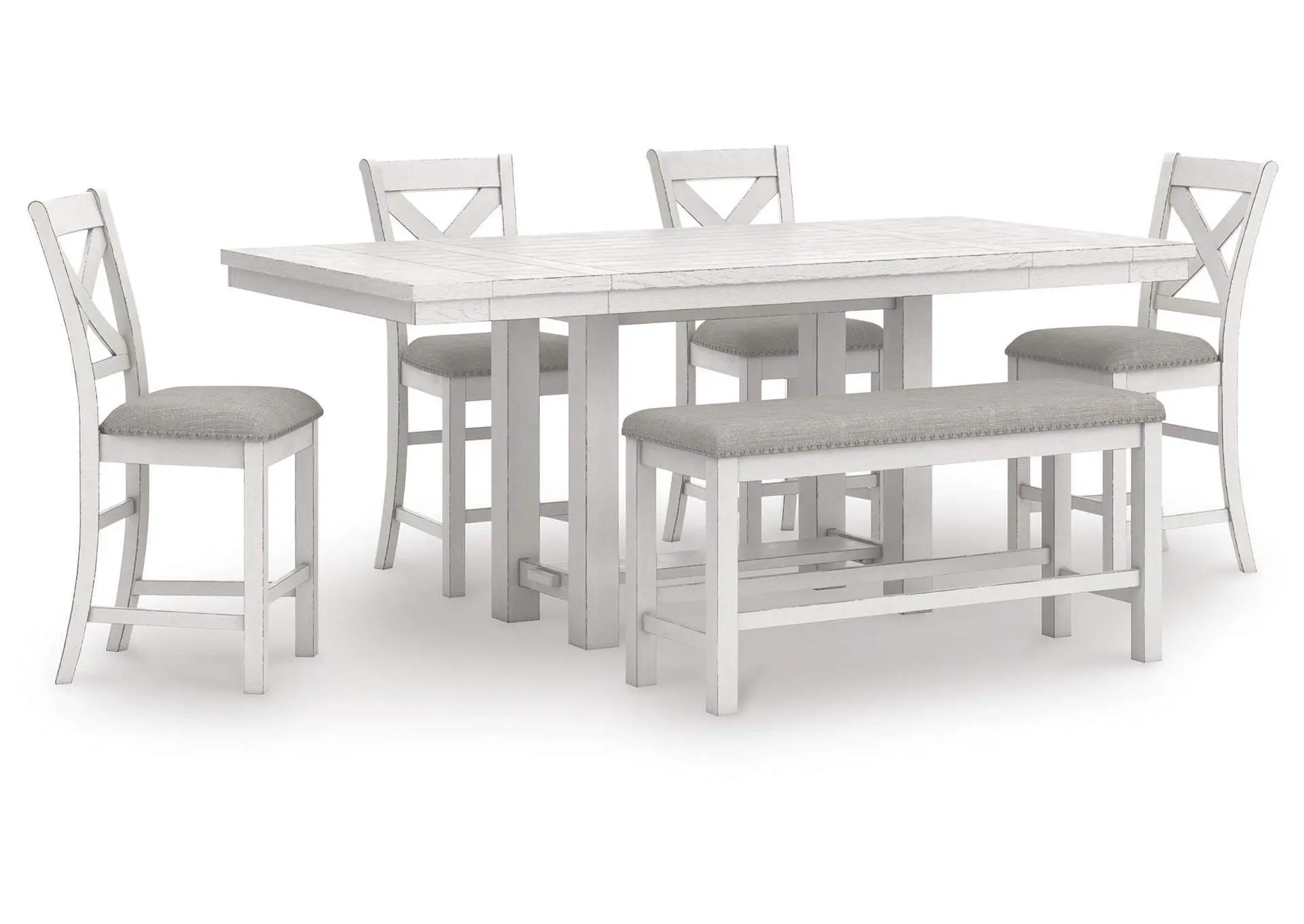 Robbinsdale Counter Height Dining Table, 4 Barstools and Bench