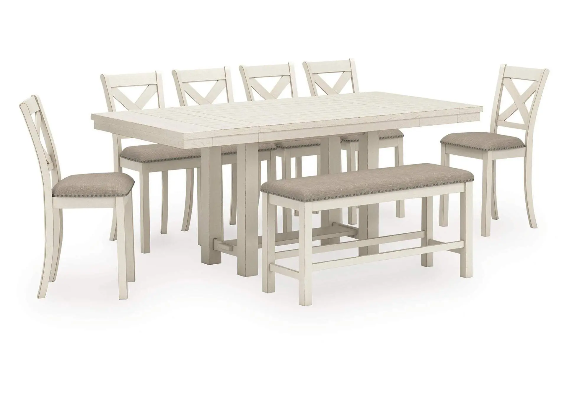 Robbinsdale Counter Height Dining Table and 6 Barstools and Bench