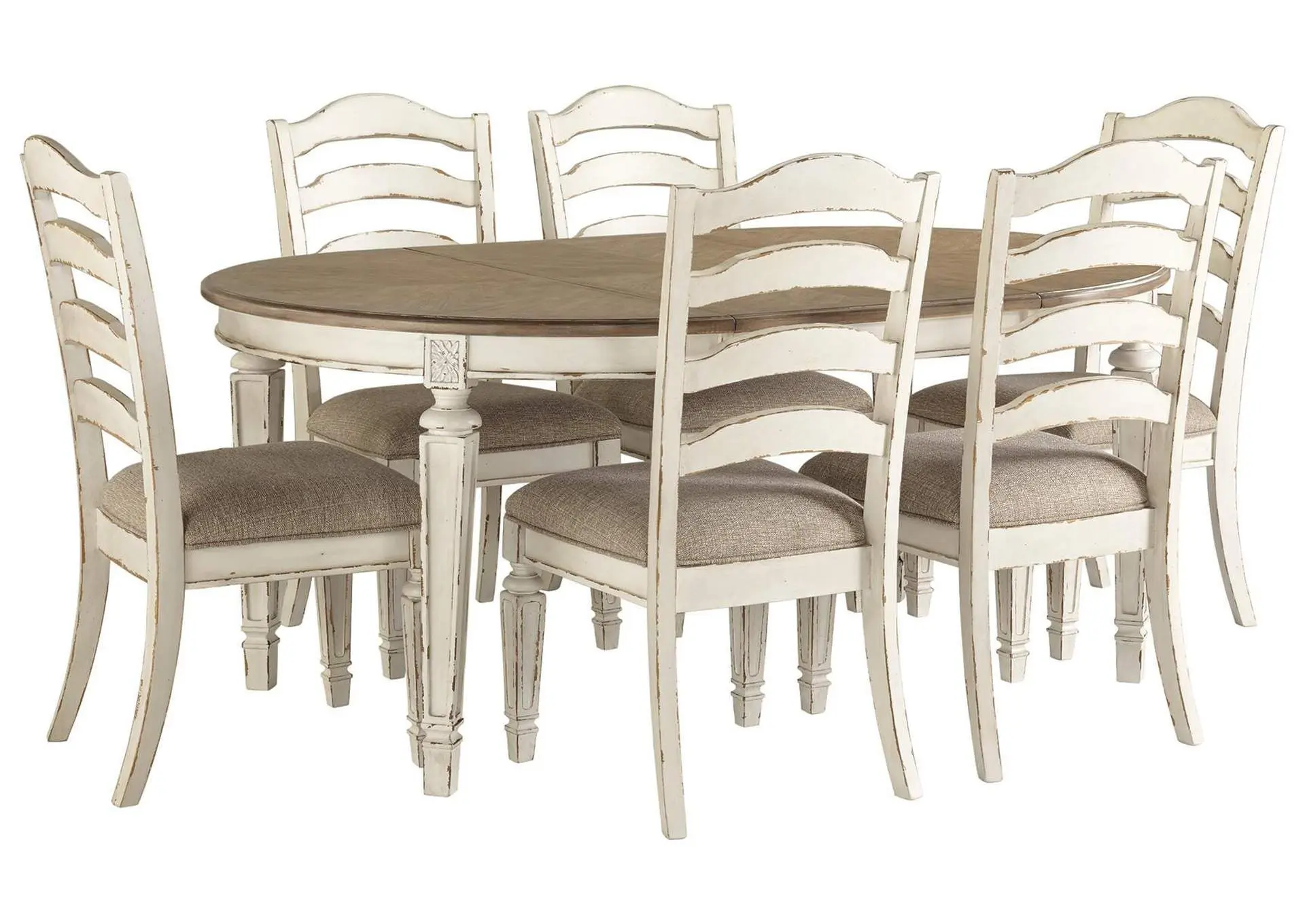 Realyn Oval Extendable Dining Table and 6 Chairs