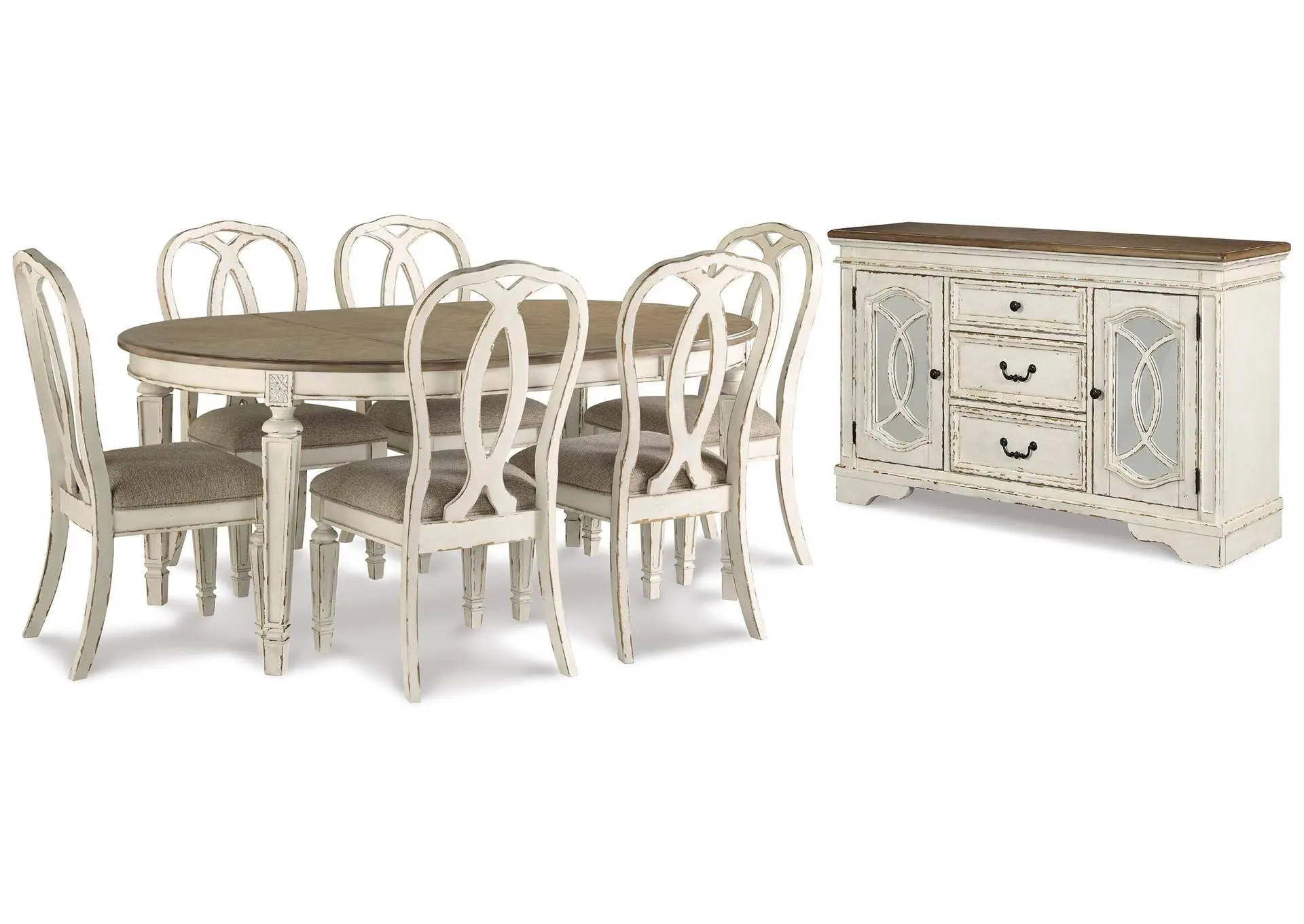 Realyn Dining Table and 6 Chairs with Storage