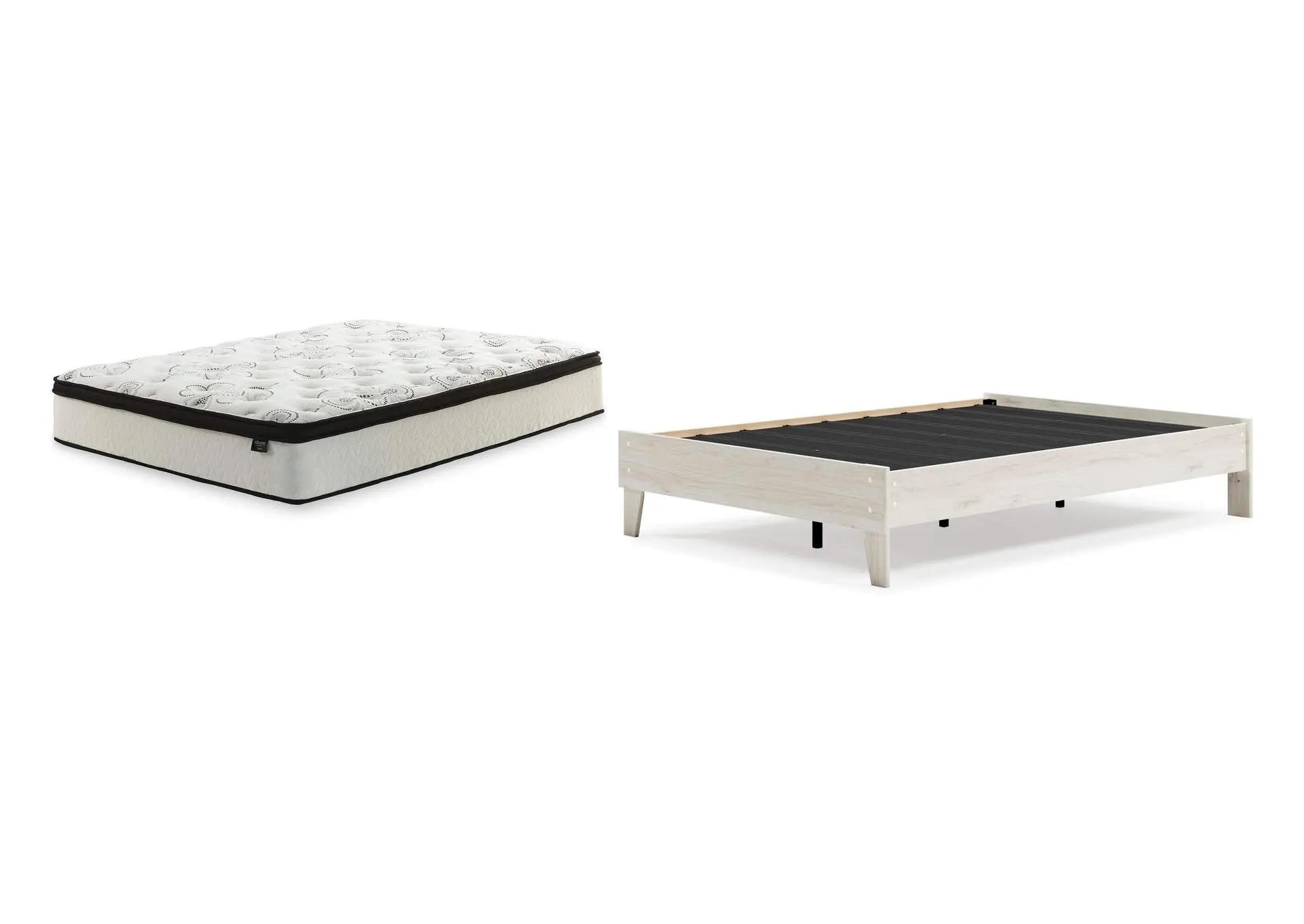 Socalle Full Platform Bed with Chime 12 Inch Plush Hybrid Twin Mattress