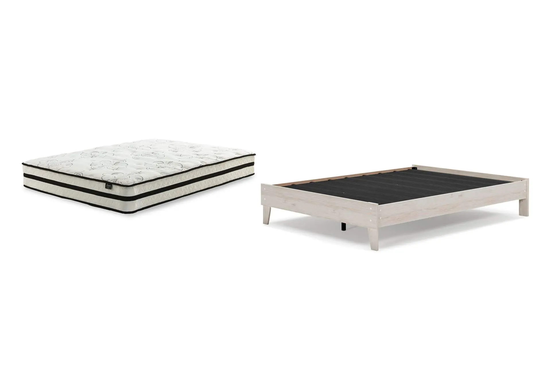 Socalle Queen Platform Bed with Chime 10 Inch Medium Hybrid Mattress