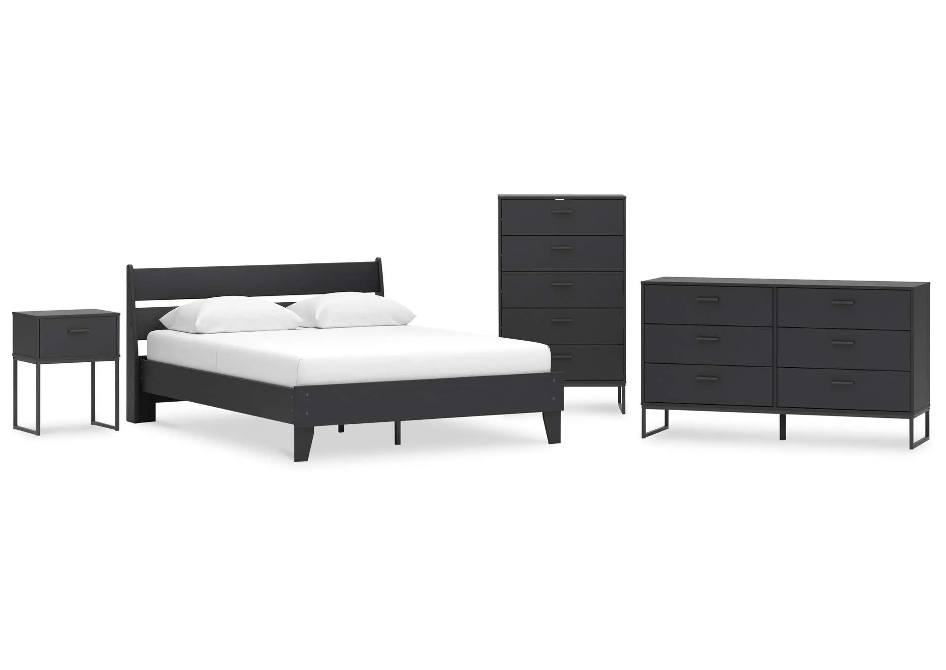 Socalle Queen Panel Platform Bed with Dresser, Chest and Nightstand