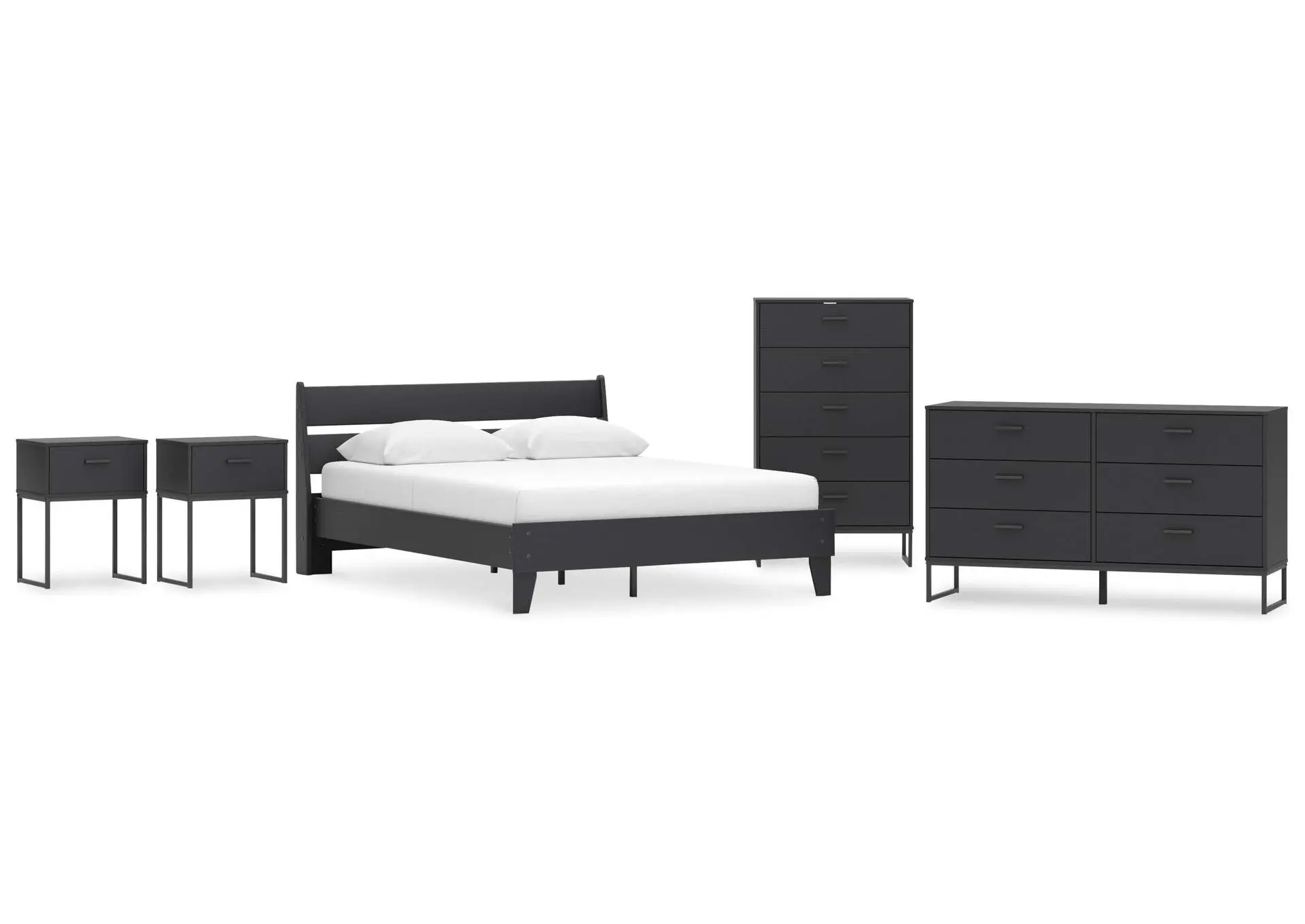 Socalle Queen Panel Platform Bed with Dresser, Chest and 2 Nightstands