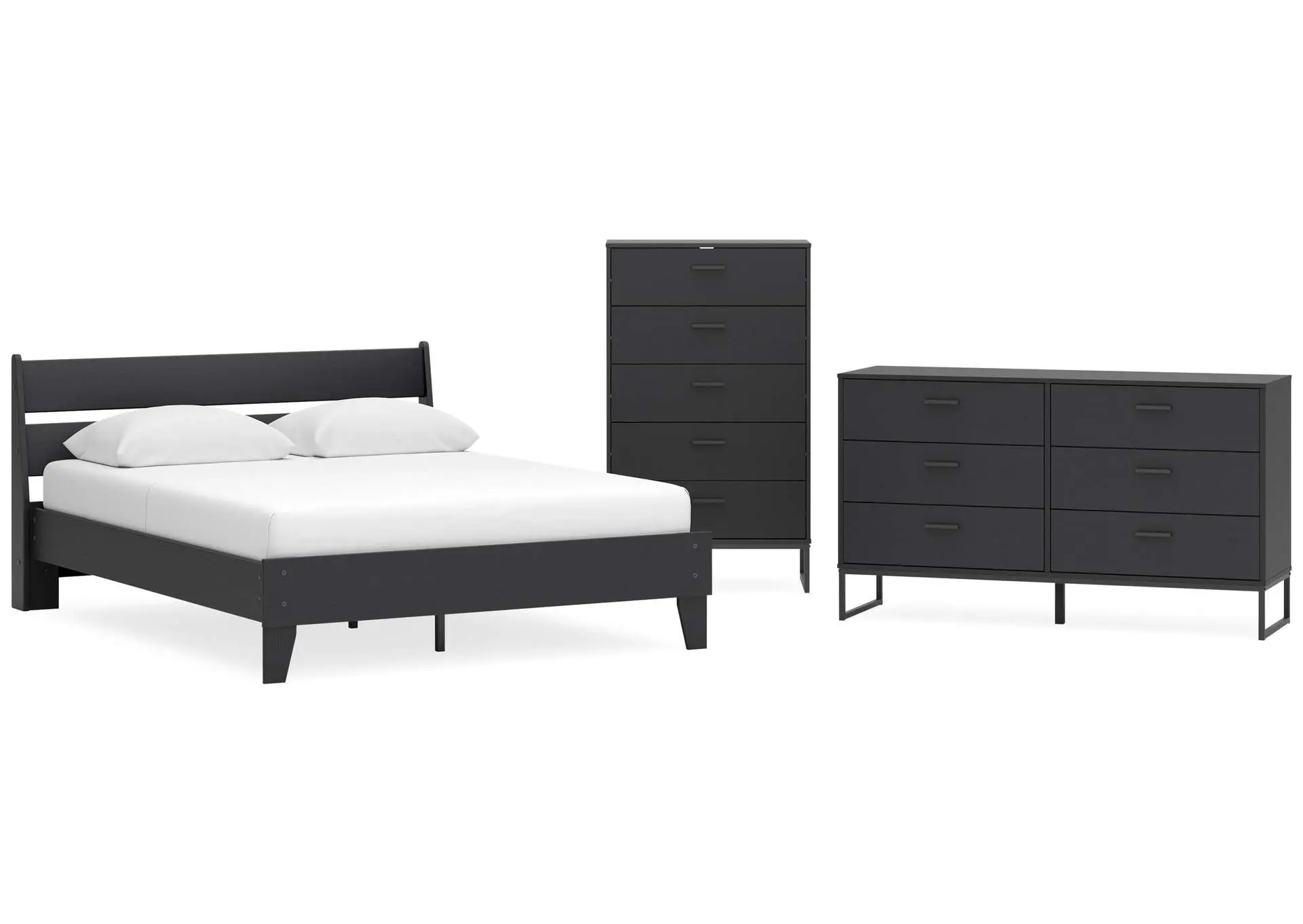 Socalle Queen Panel Platform Bed with Dresser and Chest